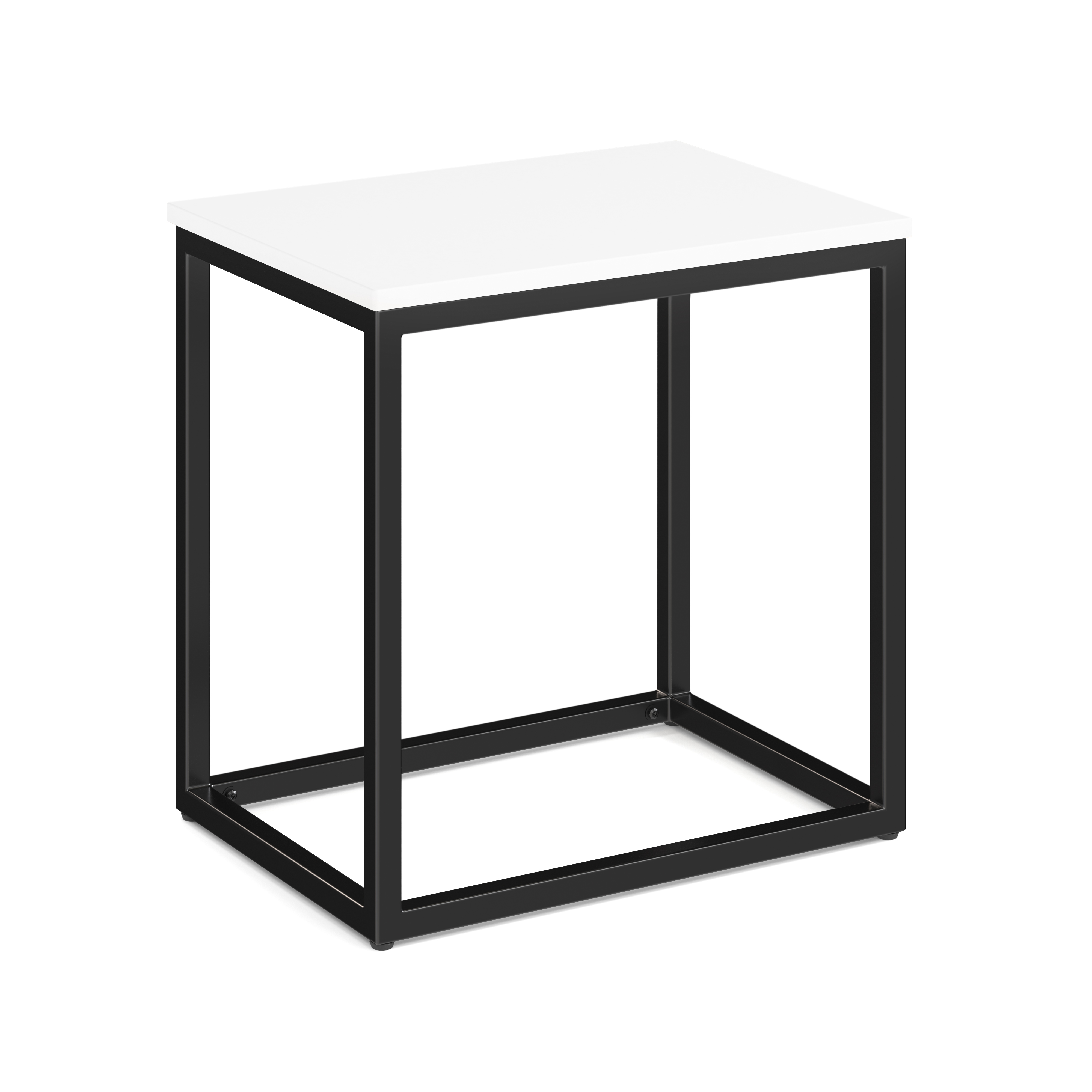 Lenox 22'' x 16'' Rectangular Side Table with Black Metal Base - White - Black