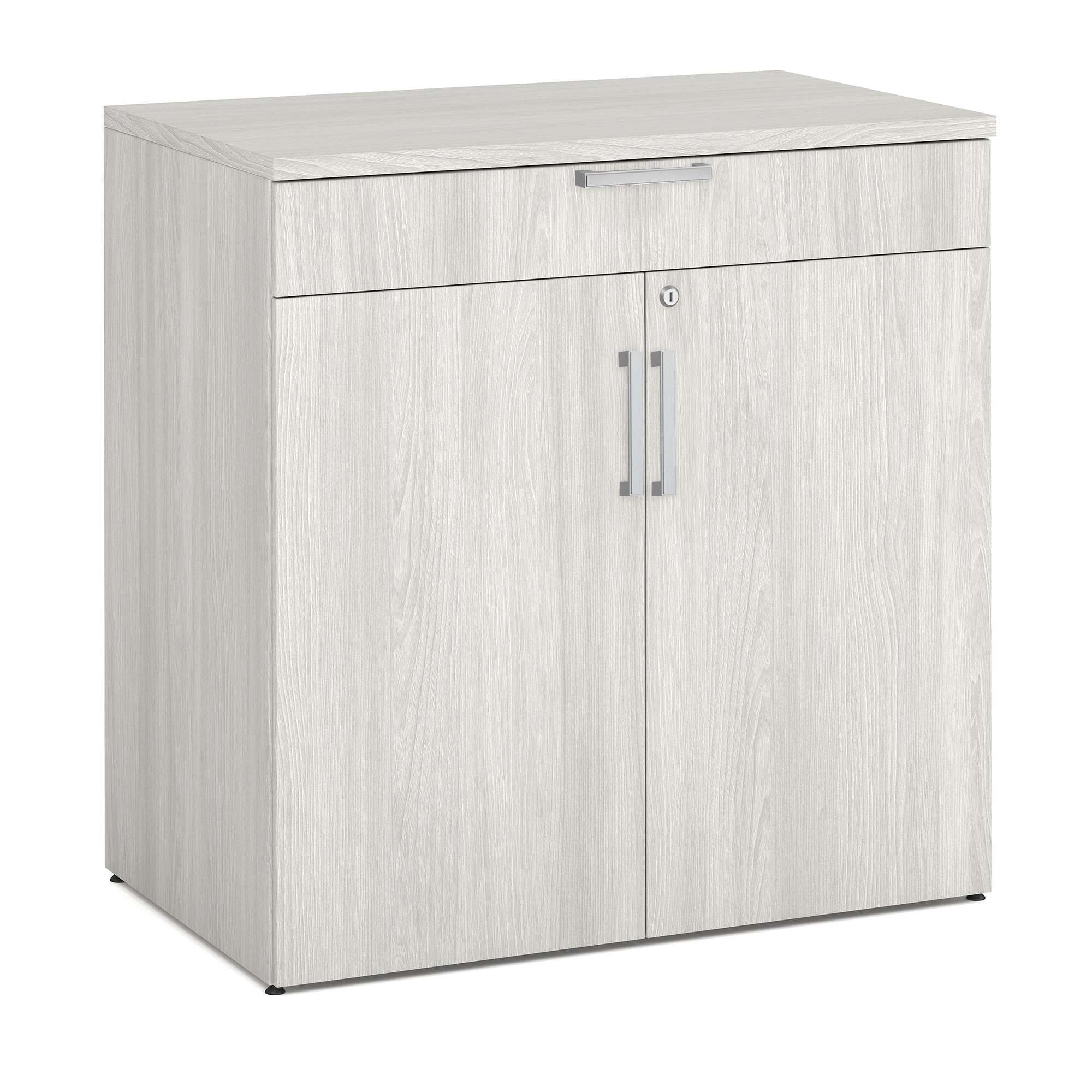 OfficeSource OS Laminate Buffet Credenza with Top Drawer and Doors - Arcadia White