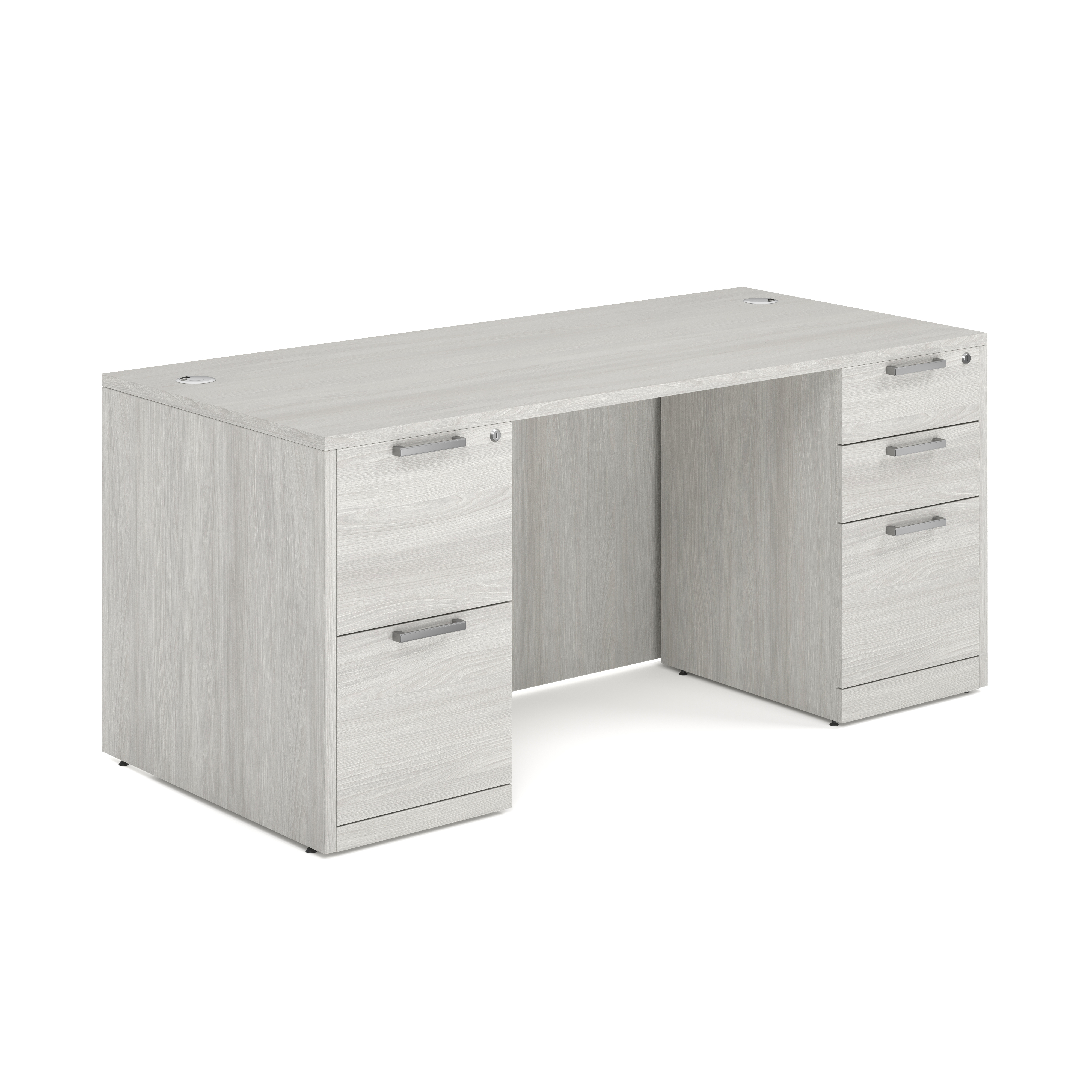 OS Laminate Double Full Pedestal Desk - 71'' x 36'' - Arcadia White