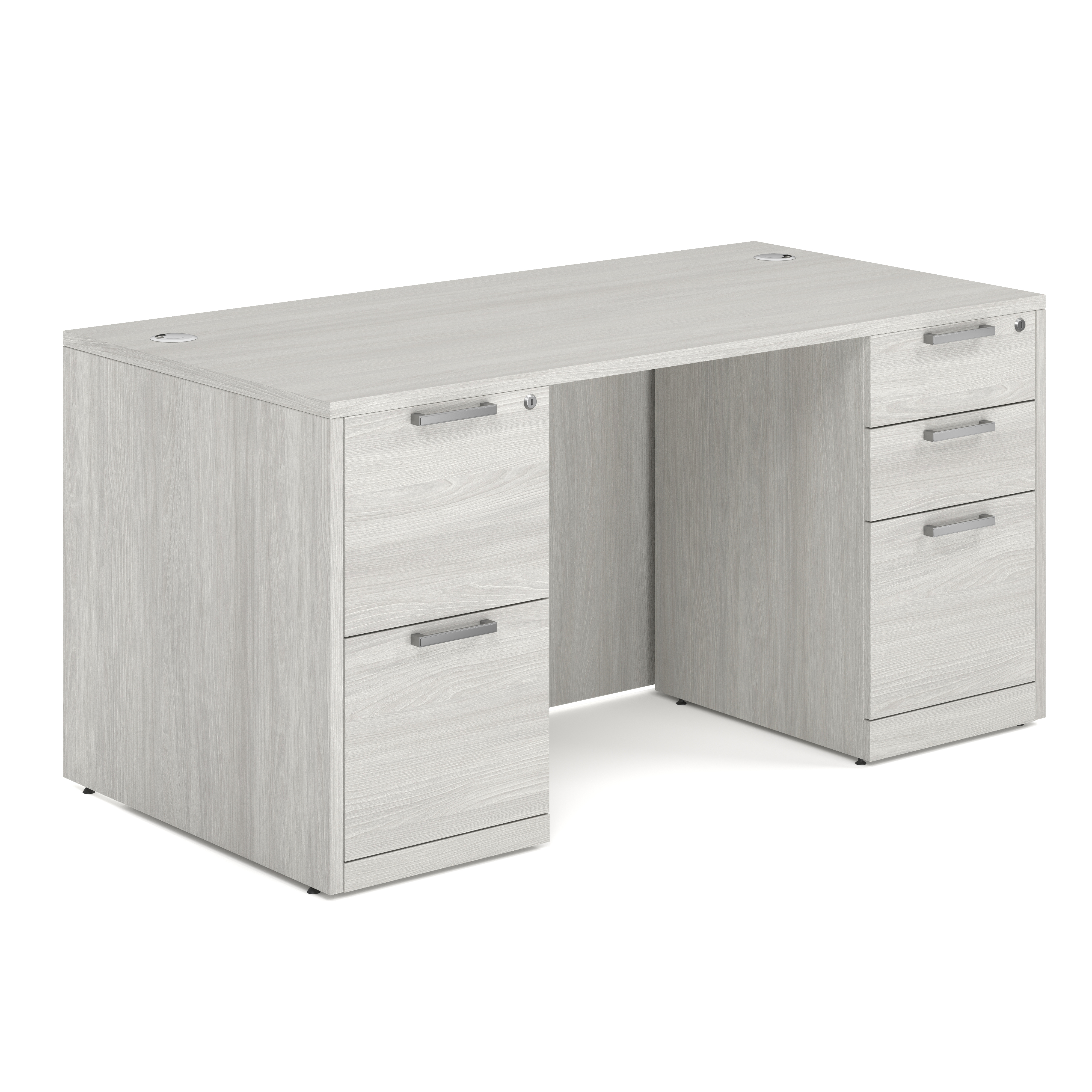 OS Laminate Double Full Pedestal Desk - 60'' x 30'' - Arcadia White