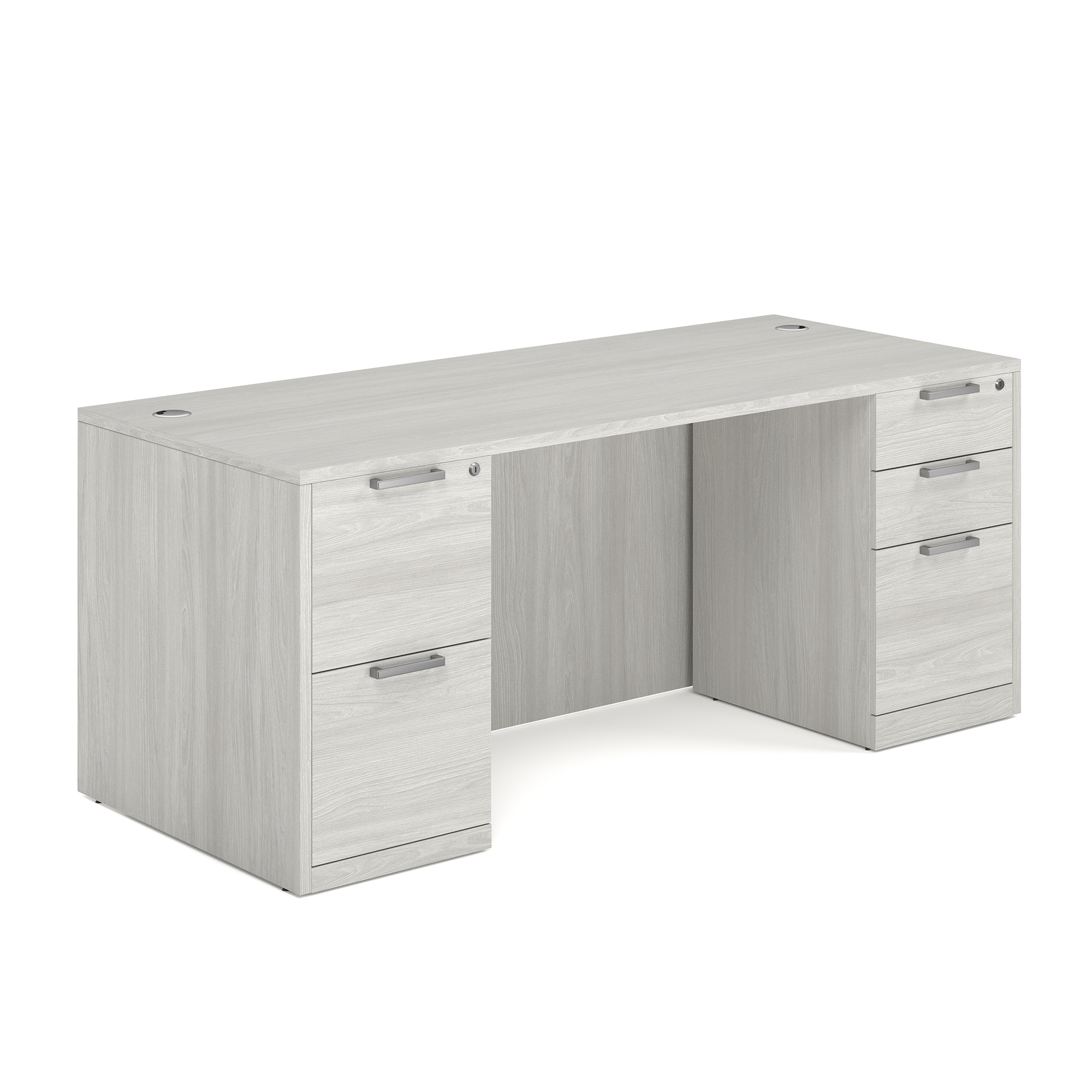 OS Laminate Double Full Pedestal Desk - 71'' x 30'' - Arcadia White