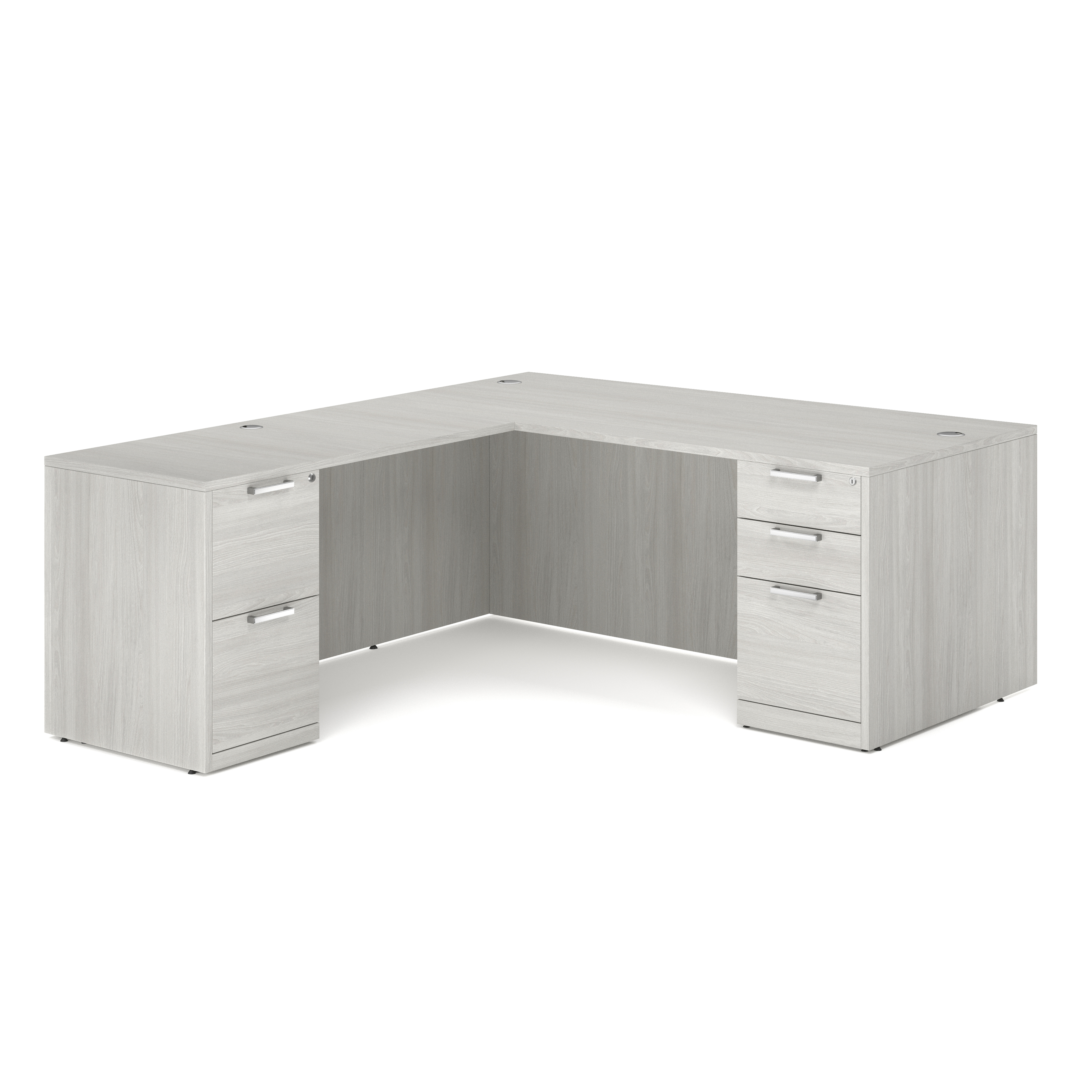 OS Laminate Double Full Pedestal L-Desk - 60'' x 30'' - Arcadia White