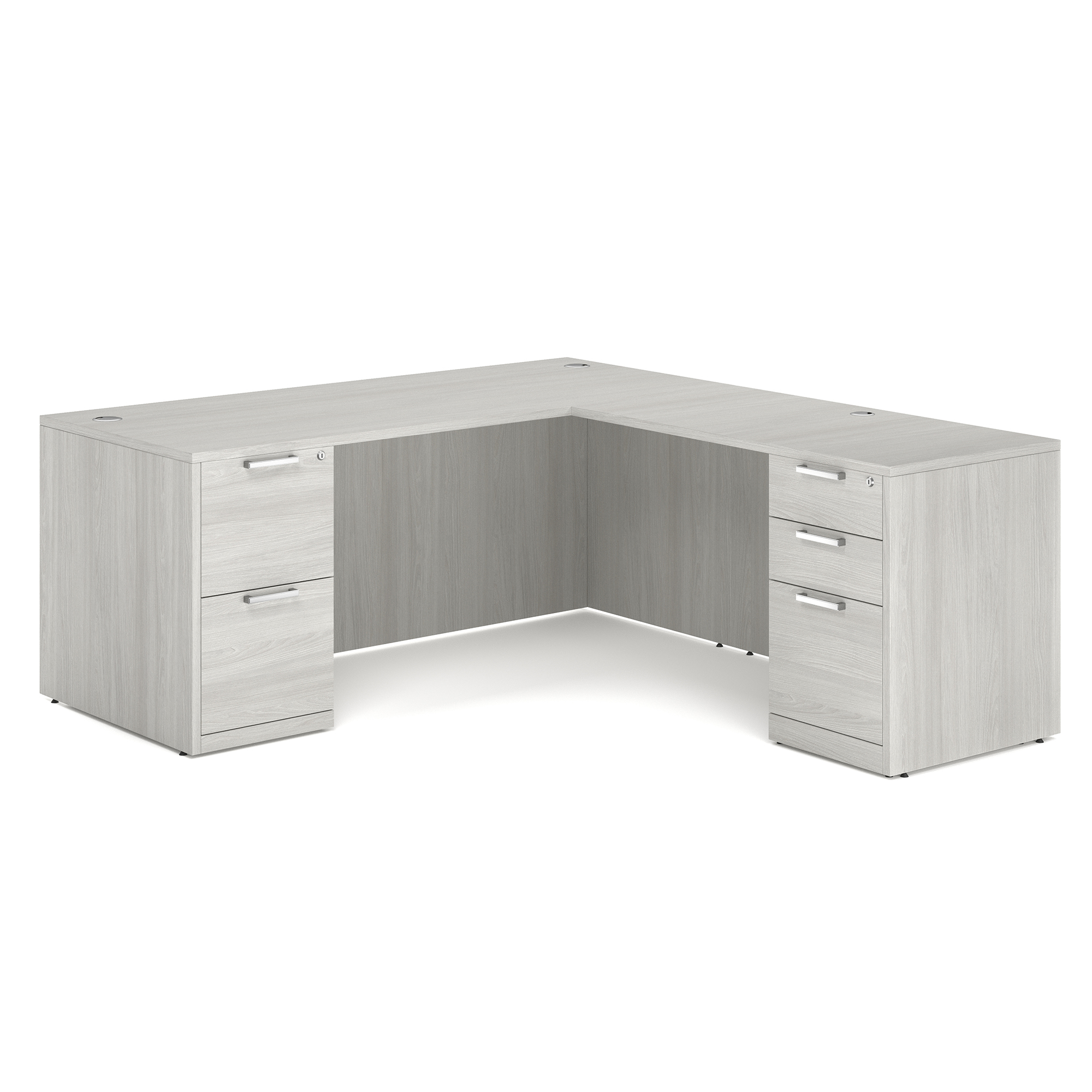 OS Laminate Double Full Pedestal L-Desk - 71'' x 30'' - Arcadia White