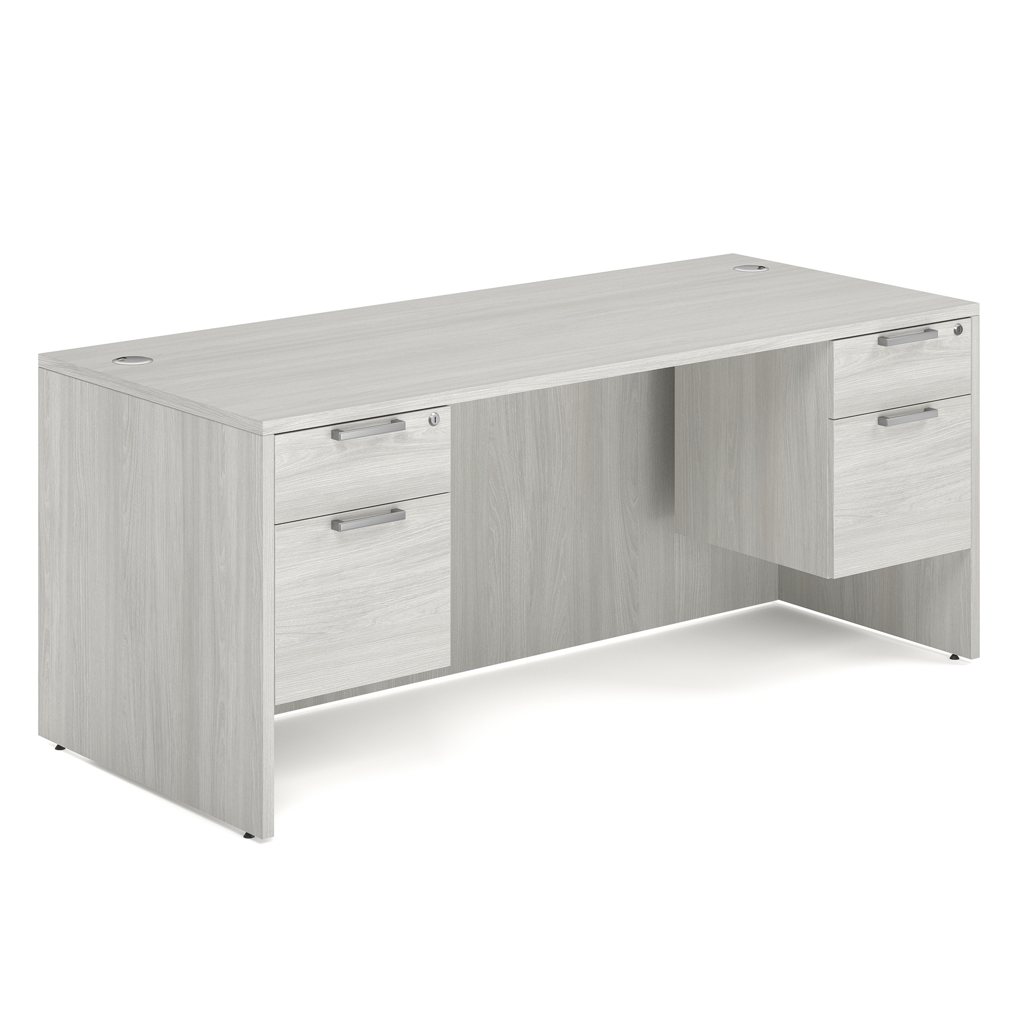 OS Laminate Double 3/4 Pedestal Desk - 71'' x 30'' - Arcadia White