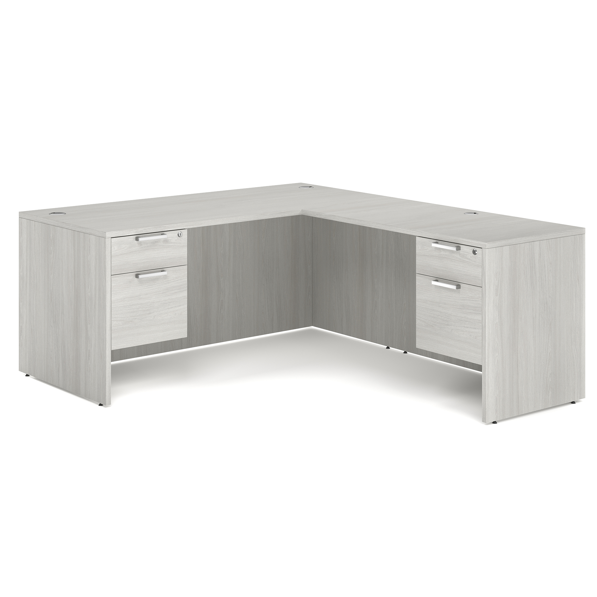 OS Laminate Double 3/4 Pedestal L-Desk - 71'' x 36'' - Arcadia White