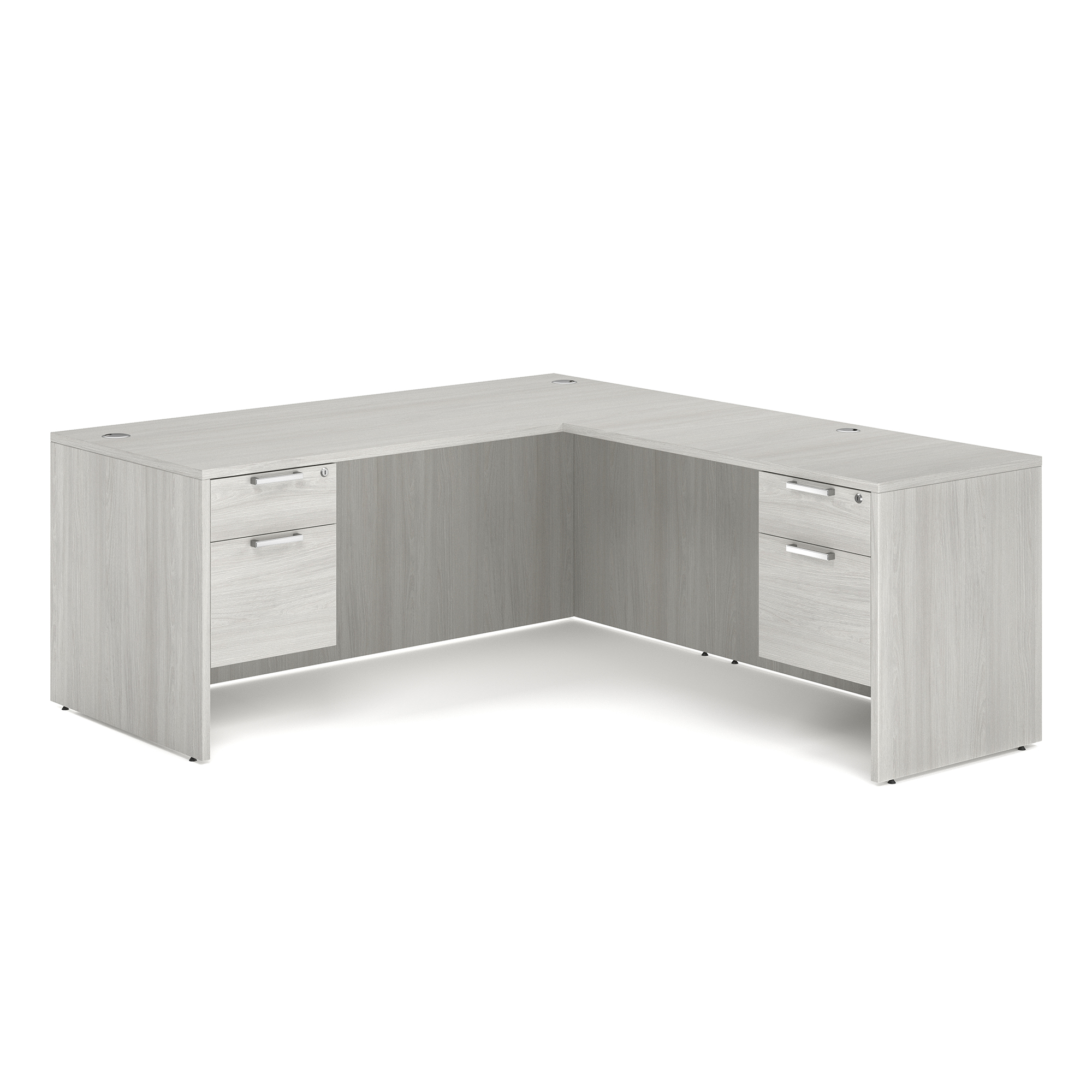 OS Laminate Double 3/4 Pedestal L-Desk - 71'' x 30'' - Arcadia White