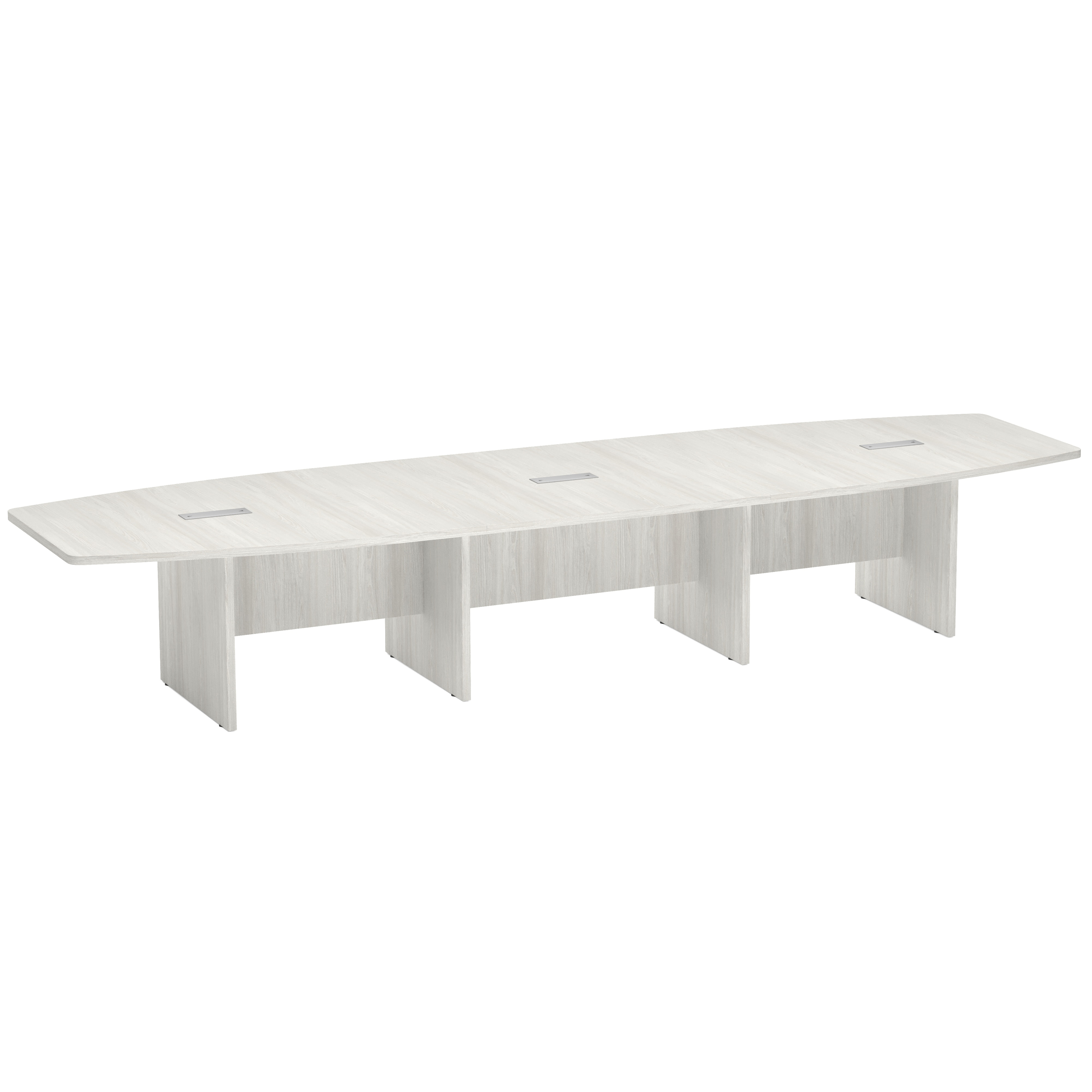 OfficeSource | OS Laminate Conference Tables | Expandable Boat Shaped Conference Table with Slab Base - 14' - Arcadia White