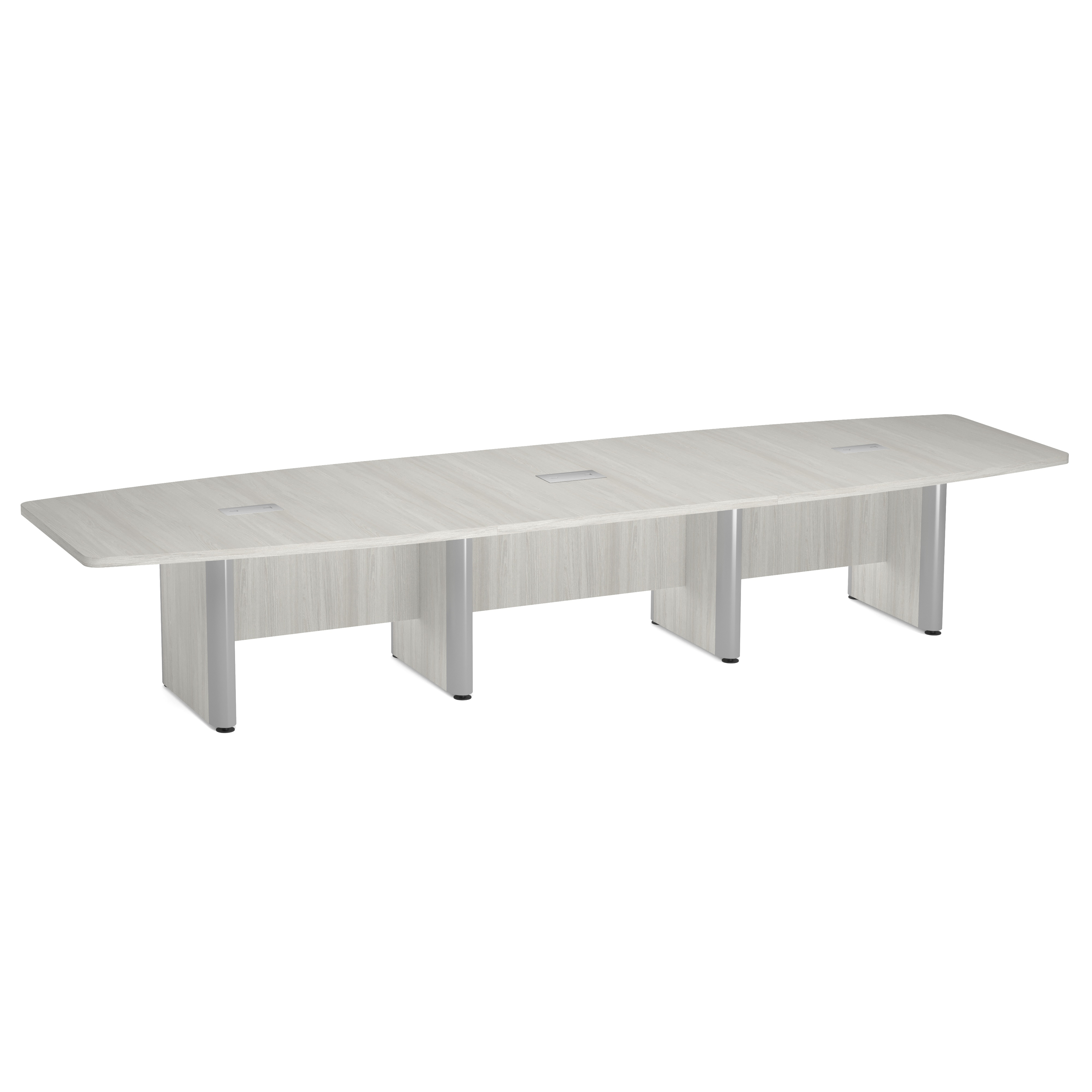 OfficeSource | OS Laminate Conference Tables | Expandable Boat Shaped Conference Table with Elliptical Base - 14' - Arcadia White