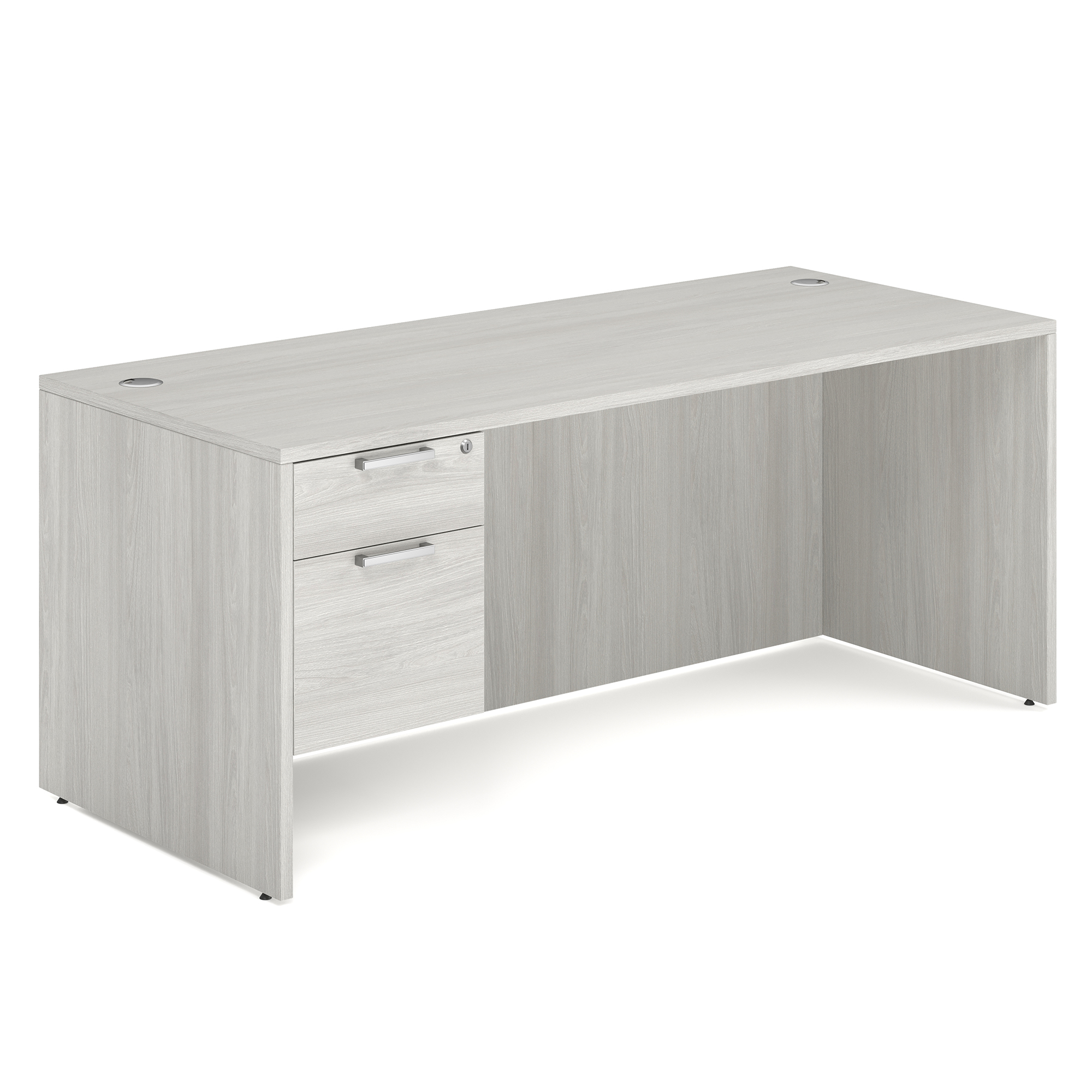 OS Laminate Single 3/4 Pedestal Desk - 71'' x 30'' - Arcadia White