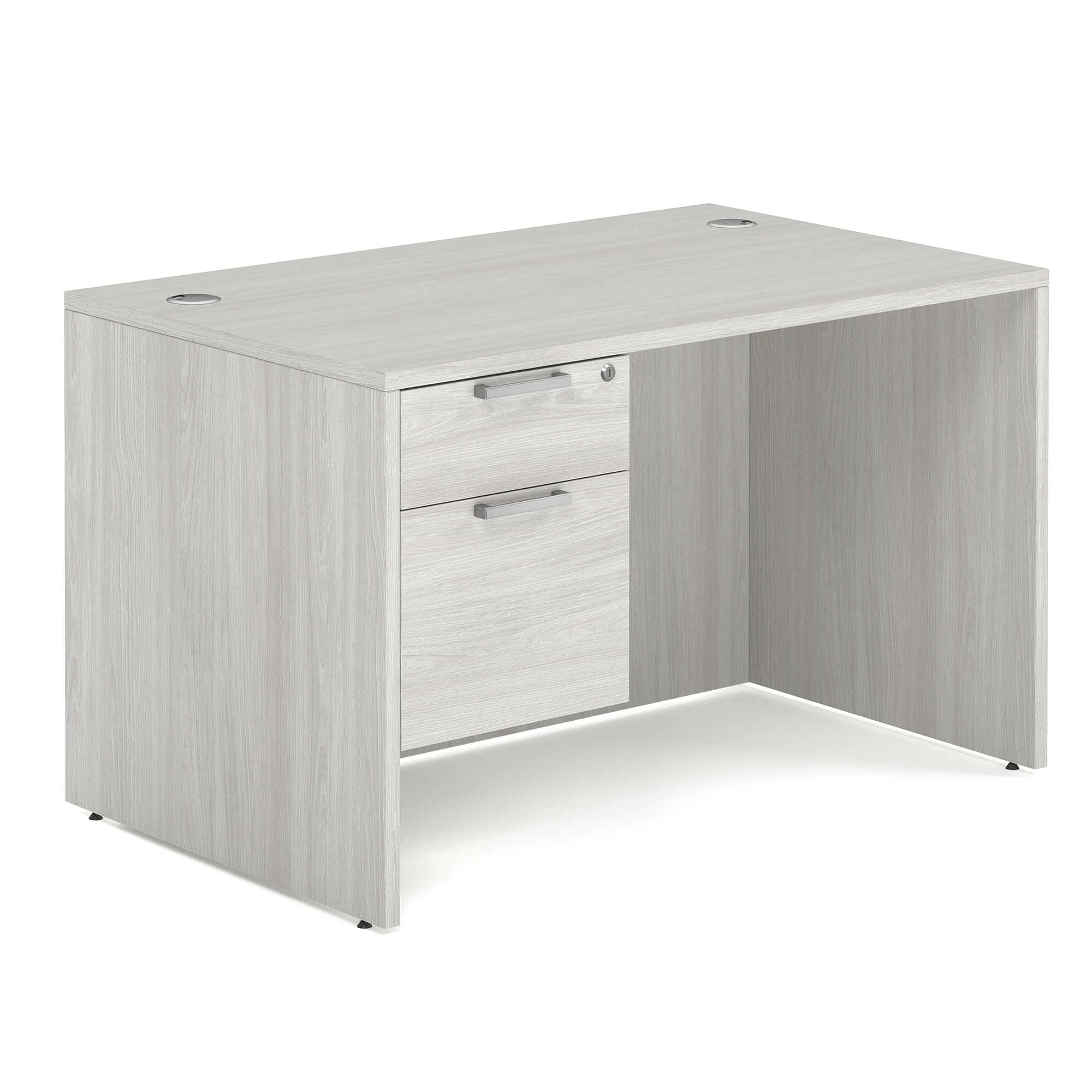 OfficeSource OS Laminate Collection Single 3/4 Pedestal Desk - 48'' x 30'' - Arcadia White