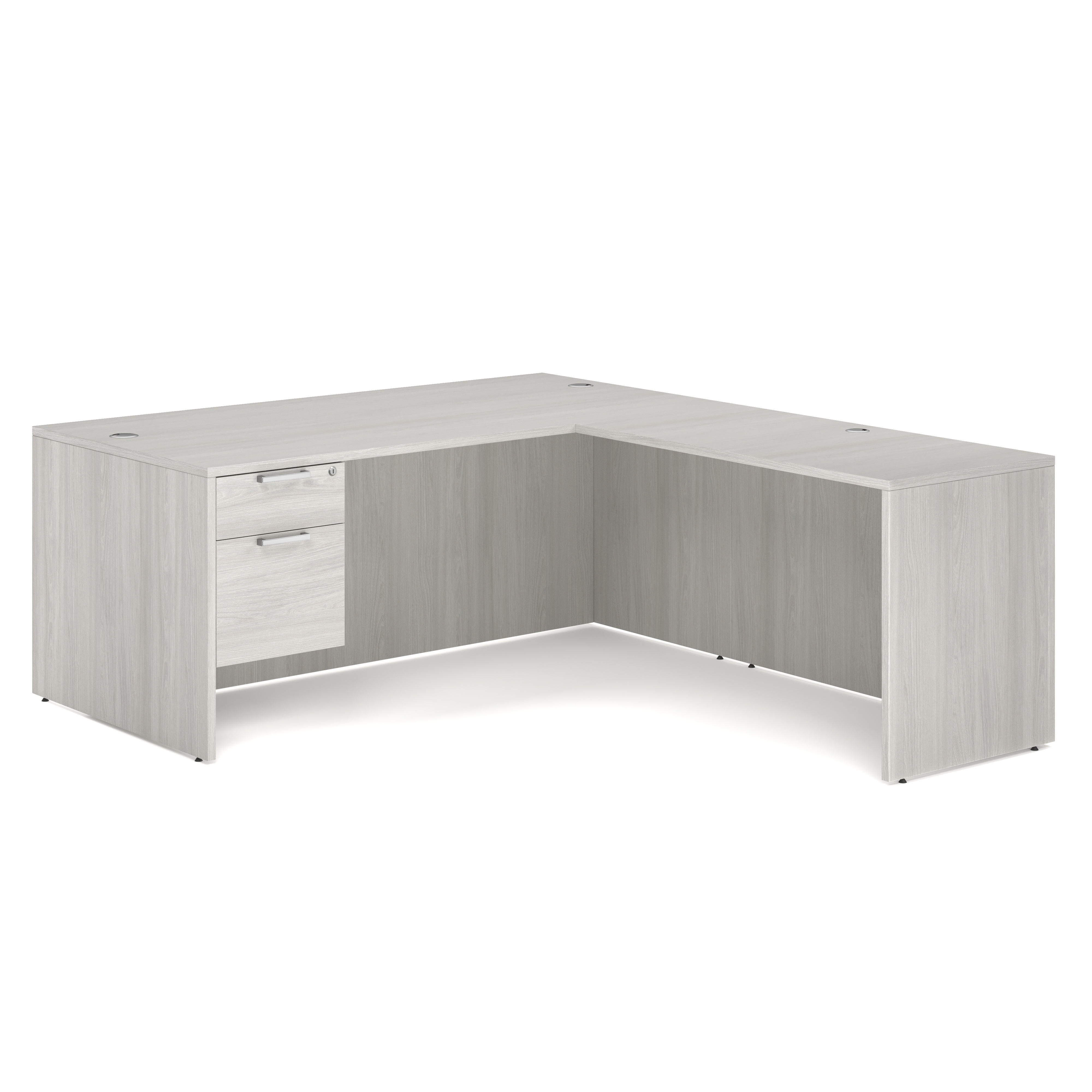OS Laminate Single 3/4 Pedestal L-Desk - 71'' x 36'' - Arcadia White