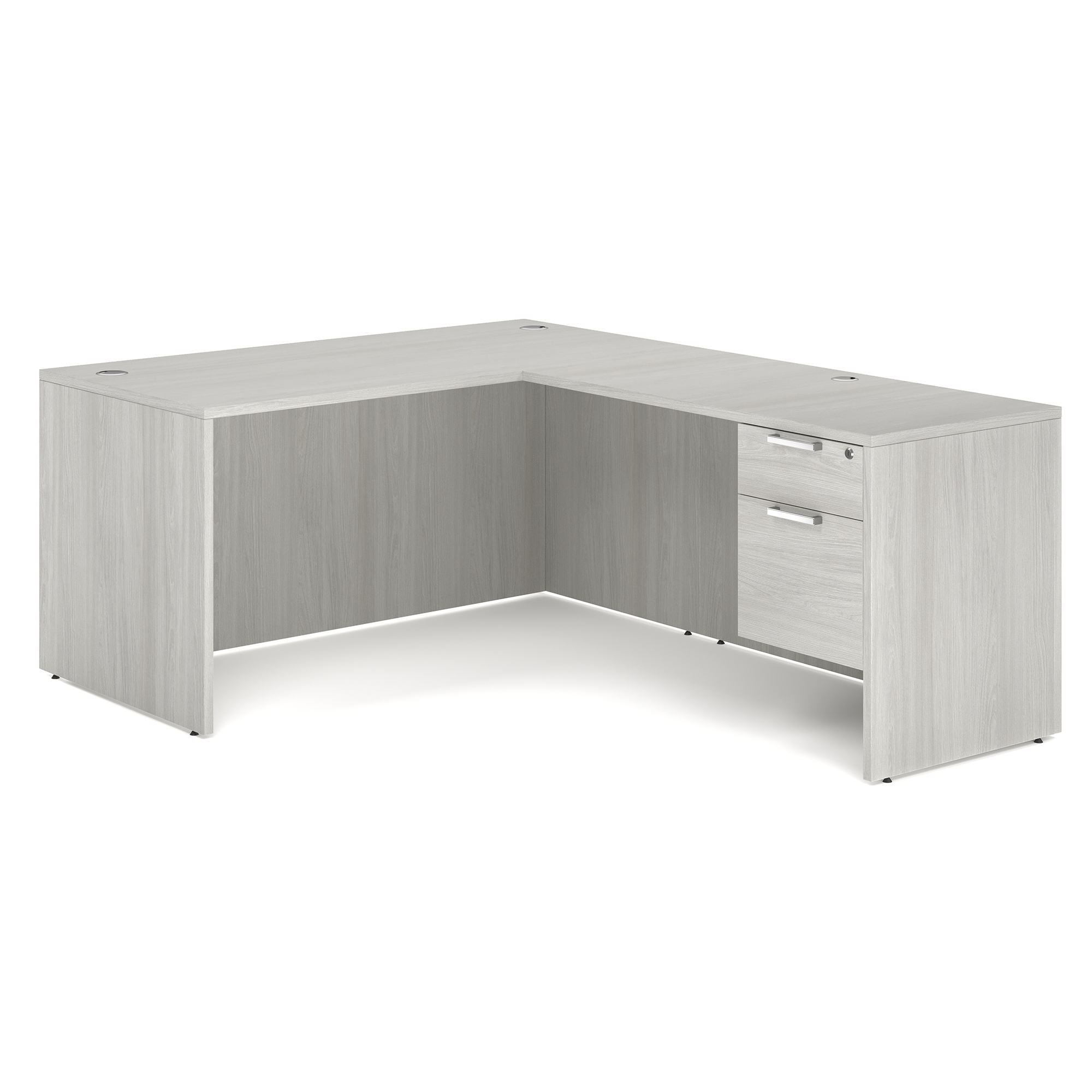 OS Laminate Single 3/4 Pedestal L-Desk - 60'' x 30'' - Arcadia White