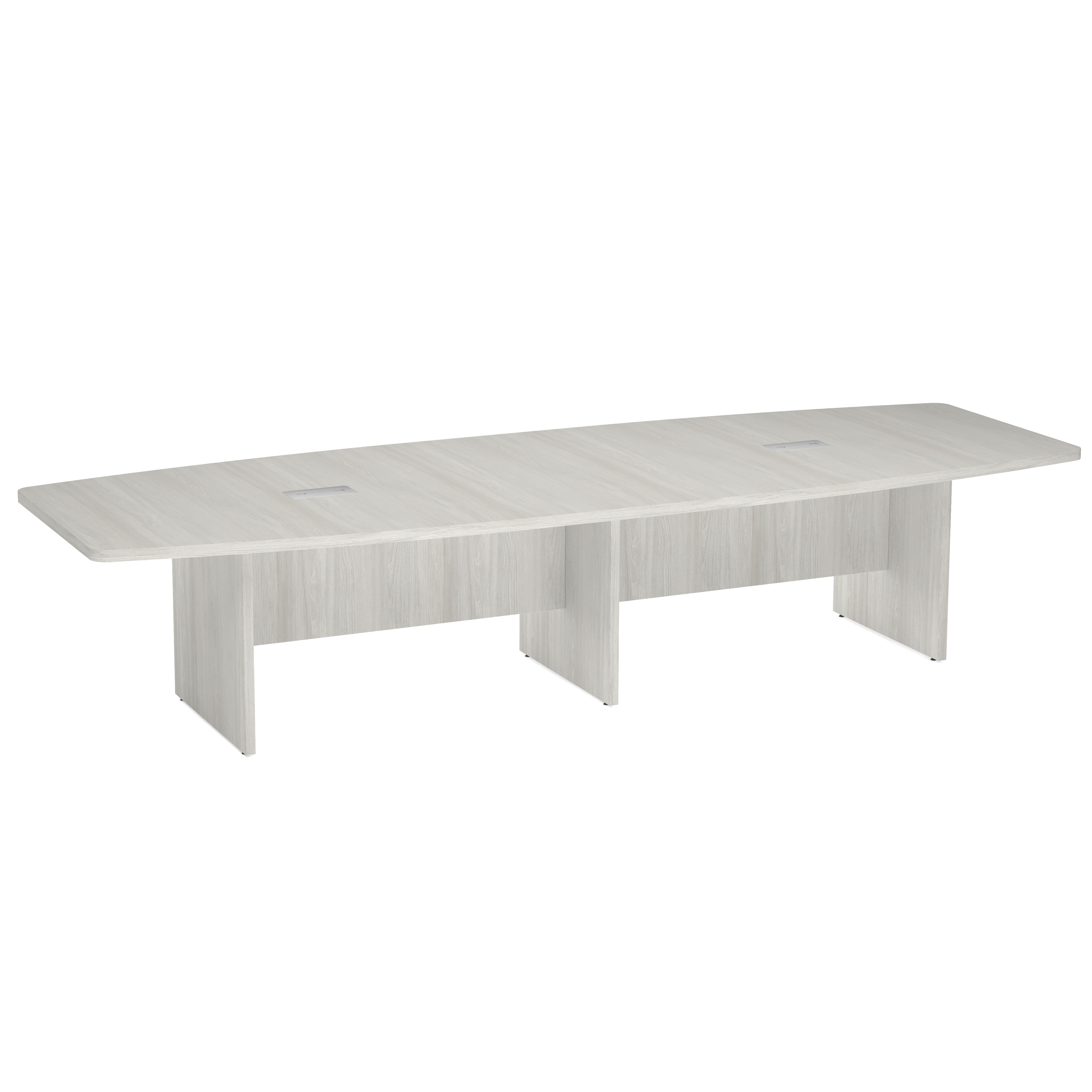 OfficeSource OS Conference Tables Boat Shaped Conference Table with Slab Base - Arcadia White