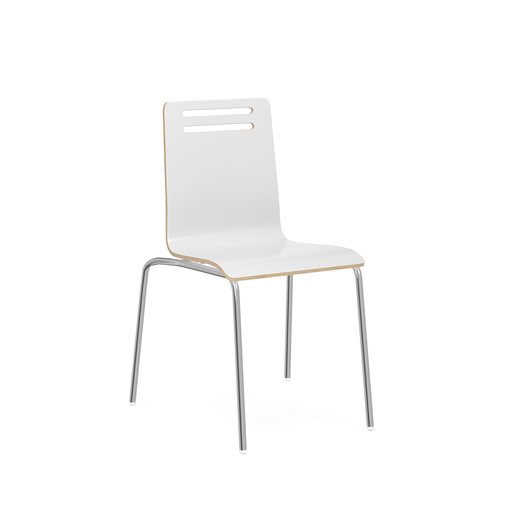 Rowan Square Bentwood Standard Height Café Chair - Set of 2 - White - Chrome