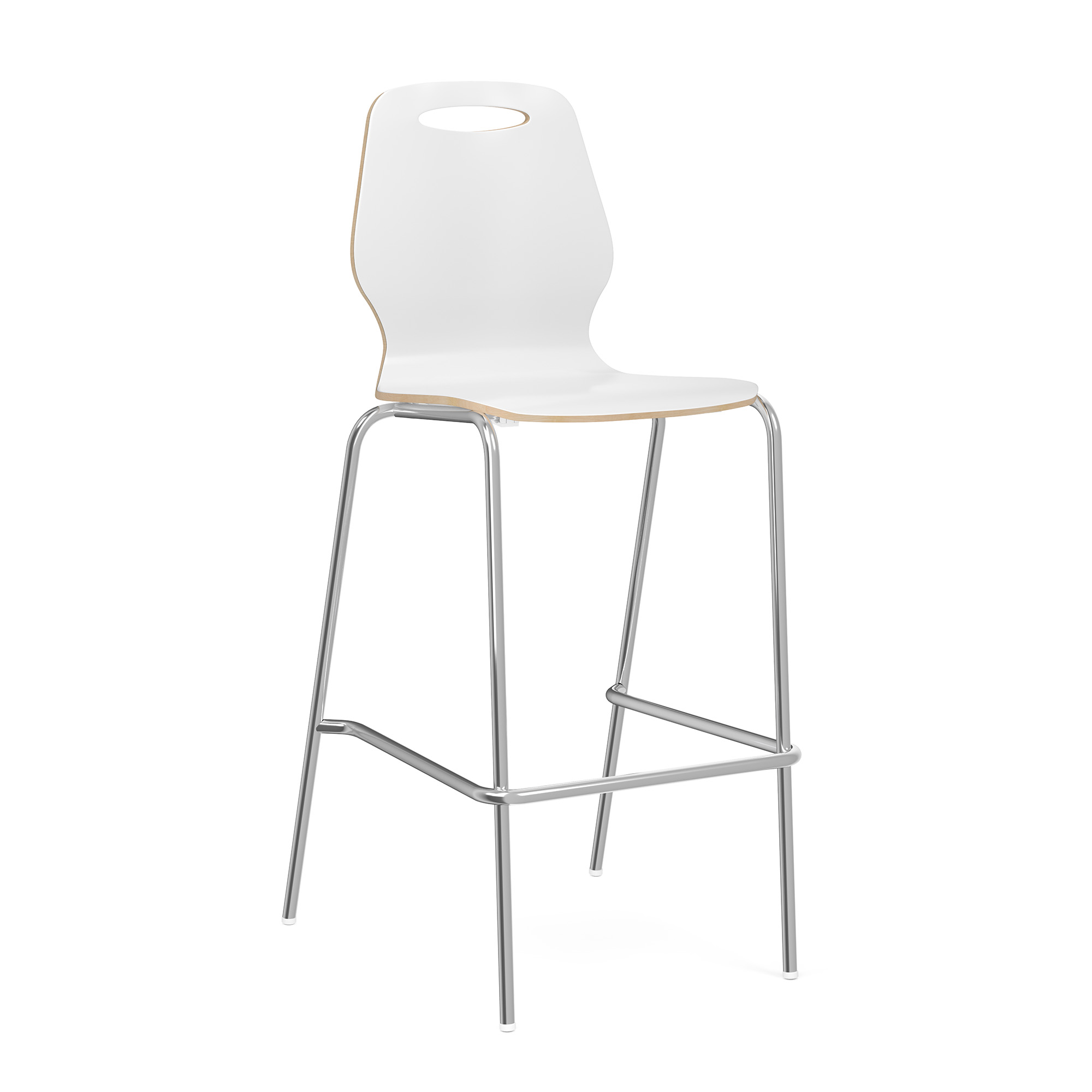 Shay Hourglass Bentwood Bar Height Café Stool - Set of 2 - White - Chrome