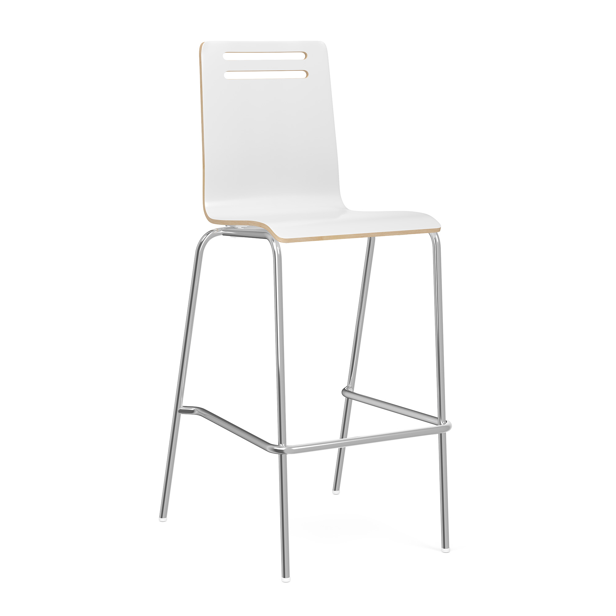 Rowan Square Bentwood Bar Height Café Stool - Set of 2 - White - Chrome
