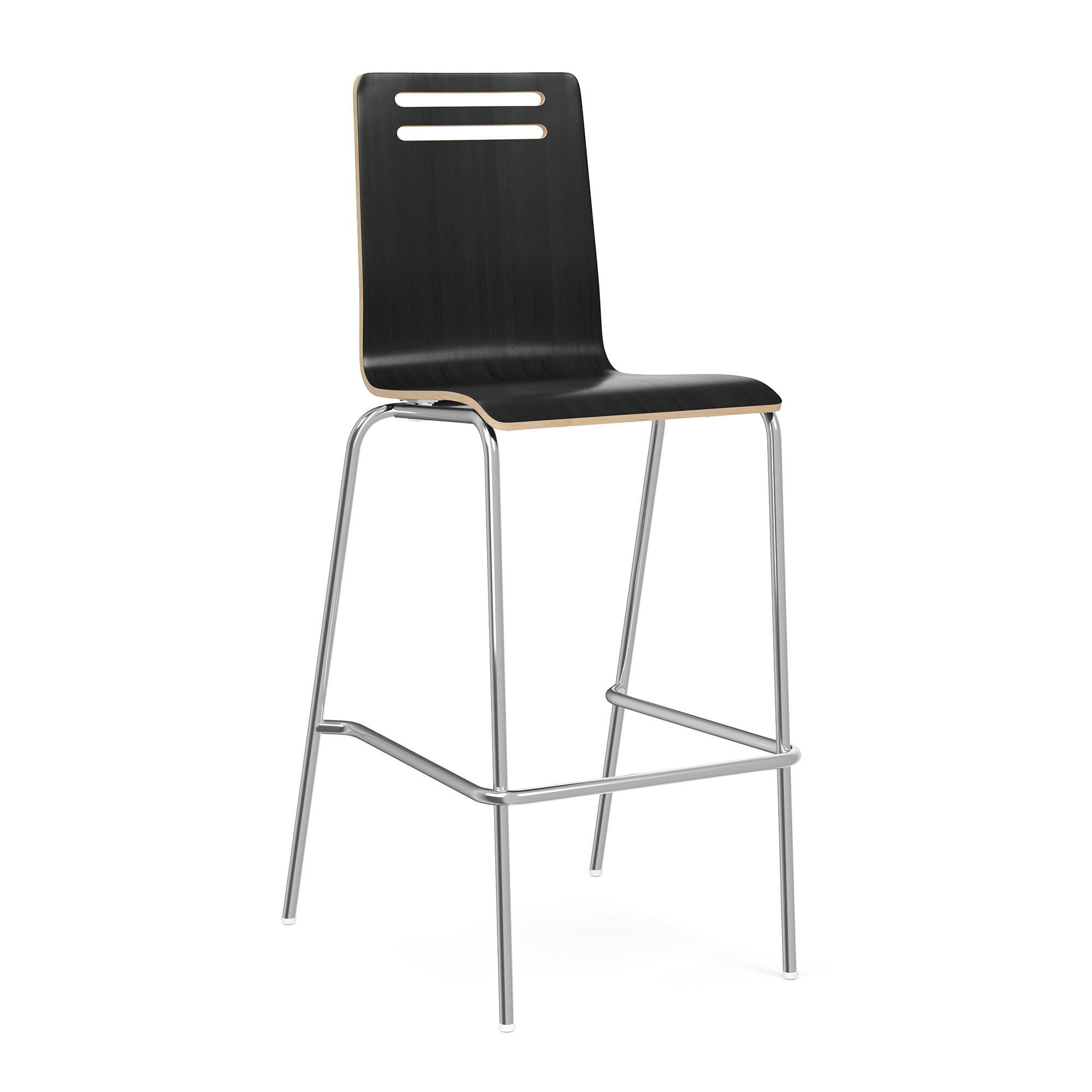 Rowan Square Bentwood Bar Height Café Stool - Set of 2 - Carbon Gray - Chrome