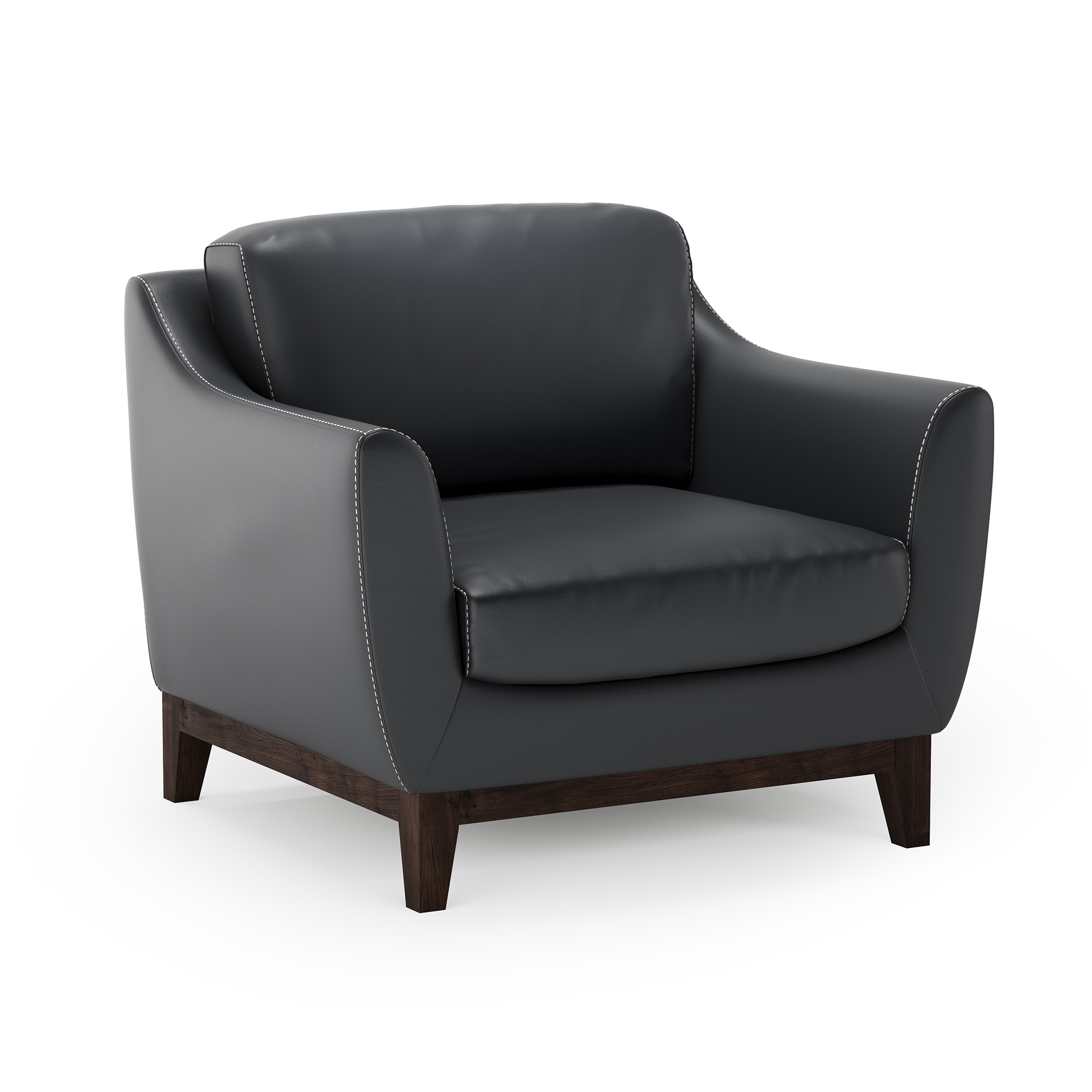 OfficeSource Harper Club Chair - Black PU Leather - Mocha
