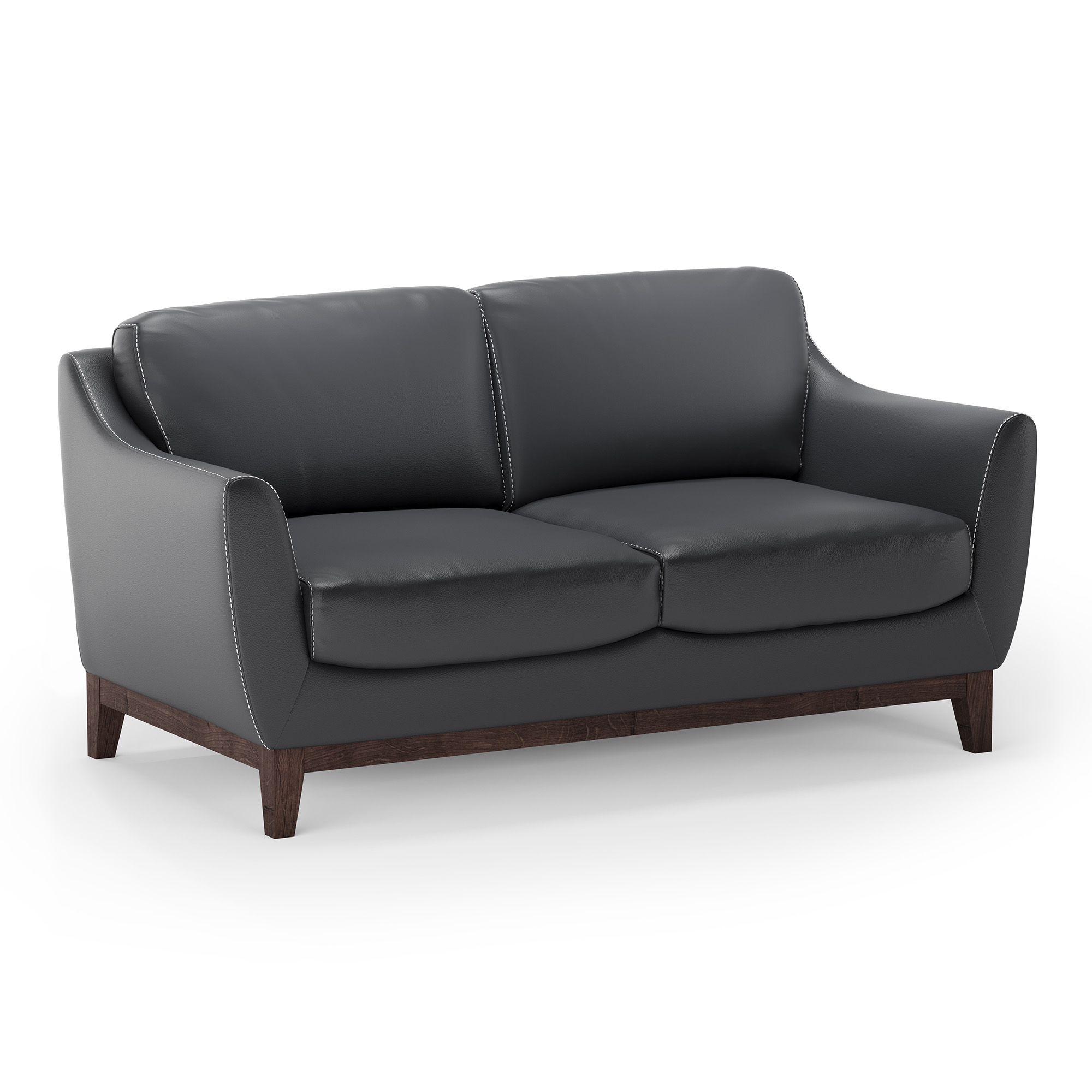 OfficeSource Harper Loveseat - Black PU Leather - Mocha