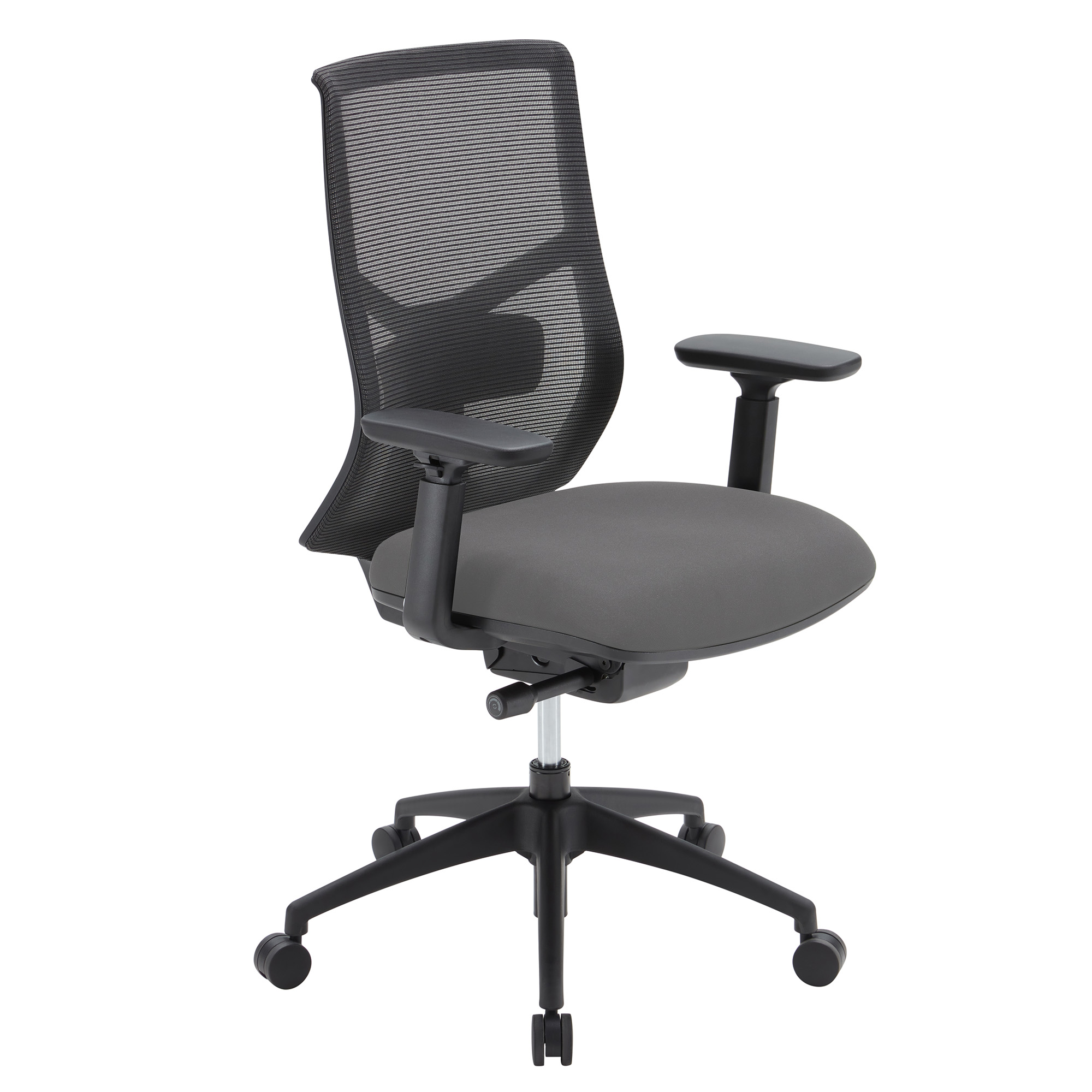 OfficeSource Starlight High Back Max Task Chair with Black Frame and Seat Slider - Light Gray Fabric