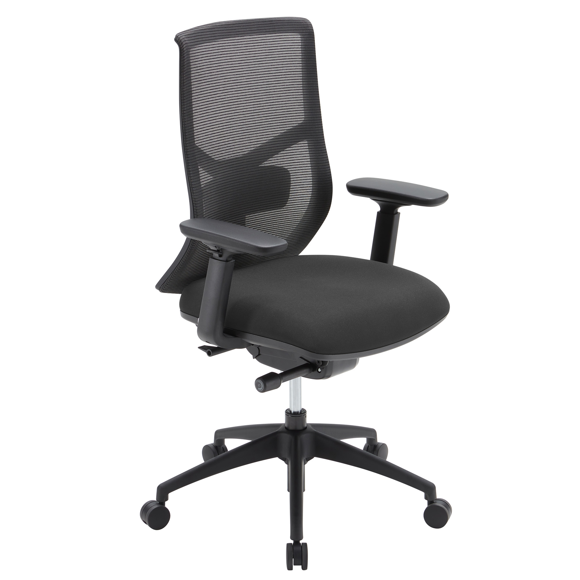 OfficeSource Starlight High Back Luxe Task Chair with Black Frame and Seat Slider - Charcoal Fabric