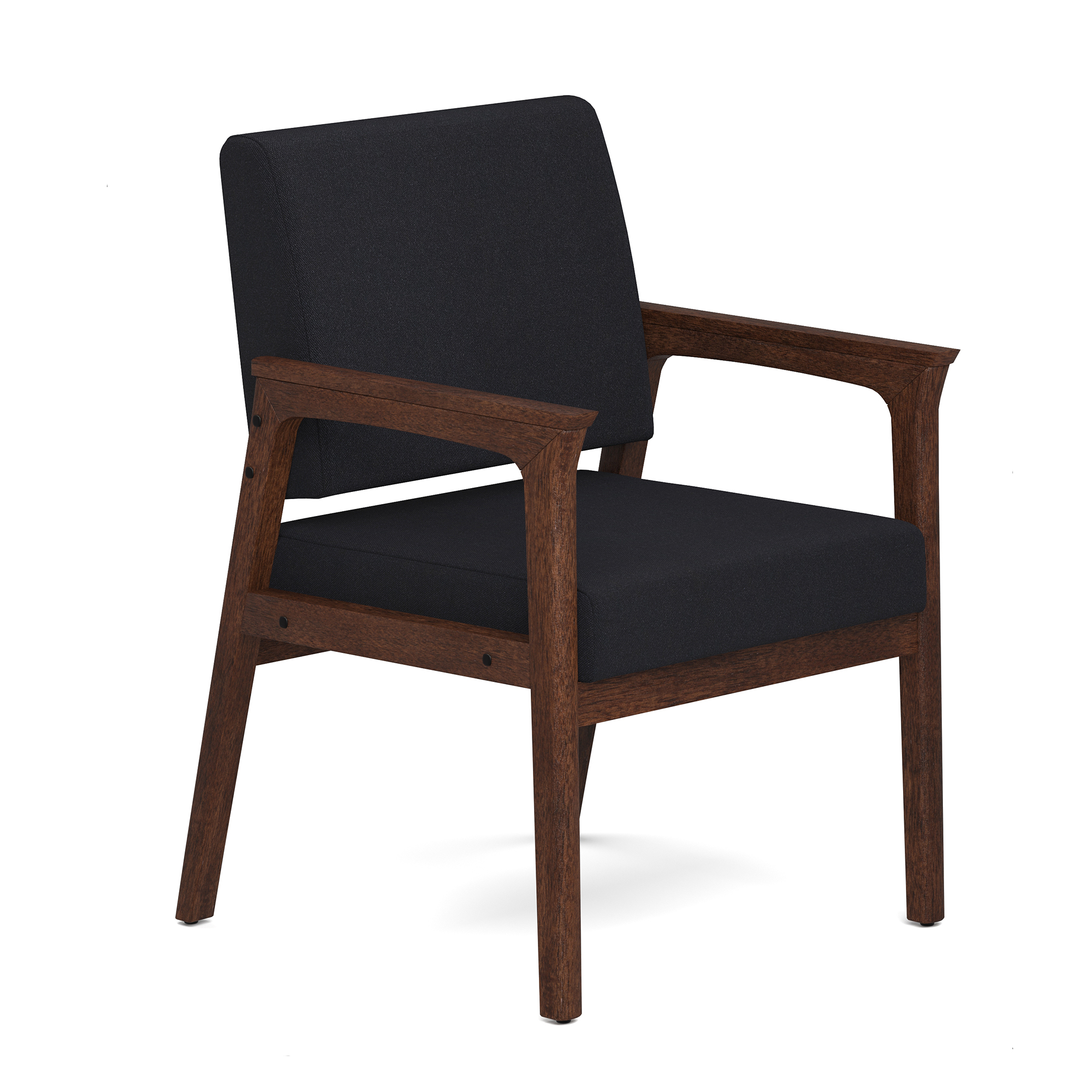 OfficeSource Aiden Single Seat with Full Arm - Black Fabric - Mocha