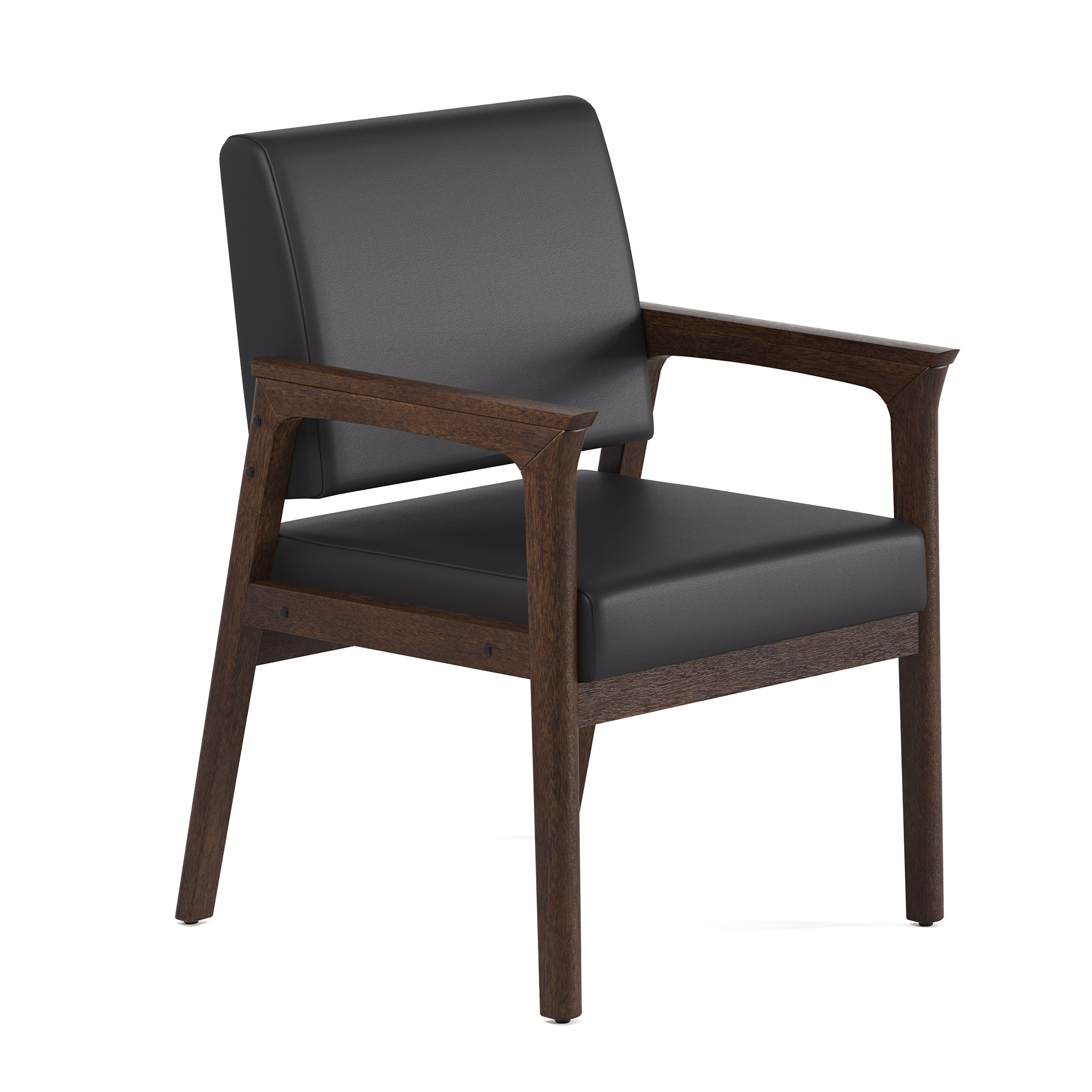 OfficeSource Aiden Single Seat with Full Arm - Black PU Leather - Mocha