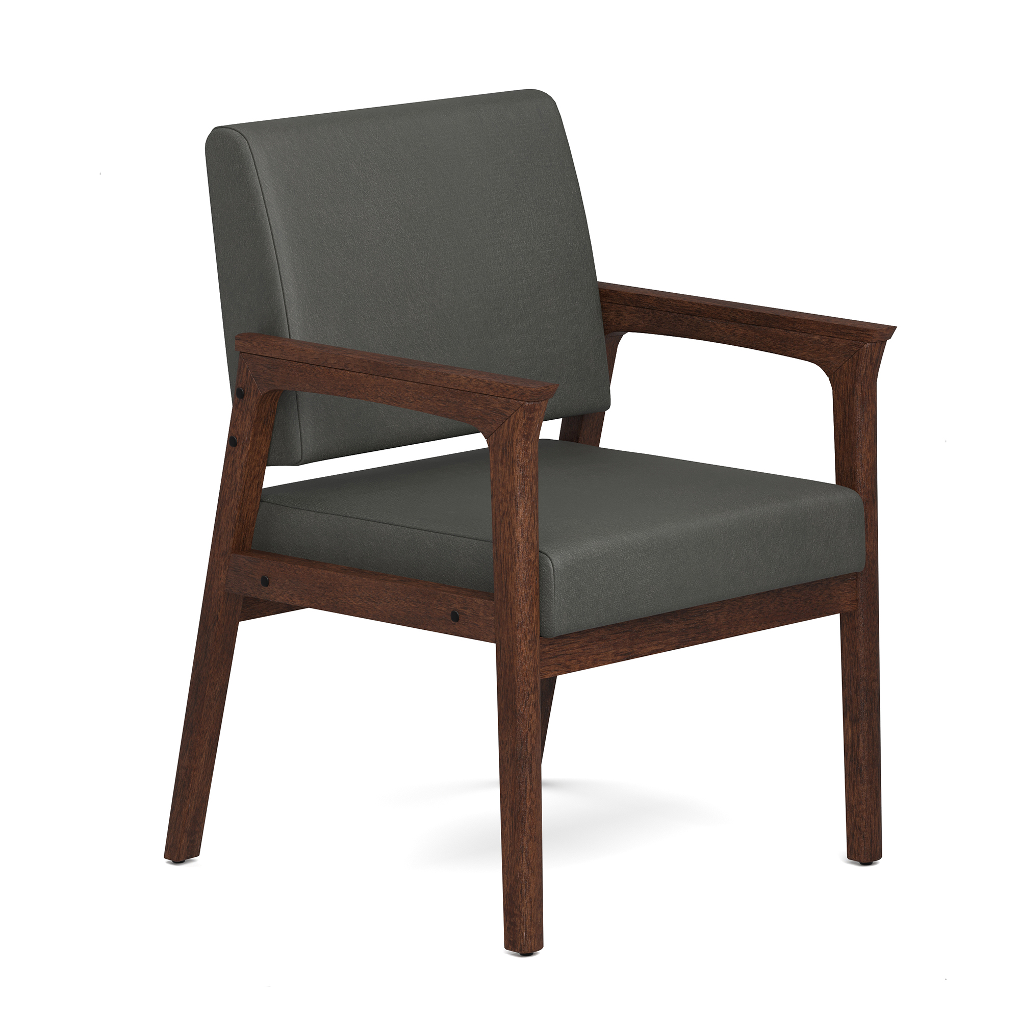 OfficeSource Aiden Single Seat with Full Arm - Smoke PU Leather - Mocha