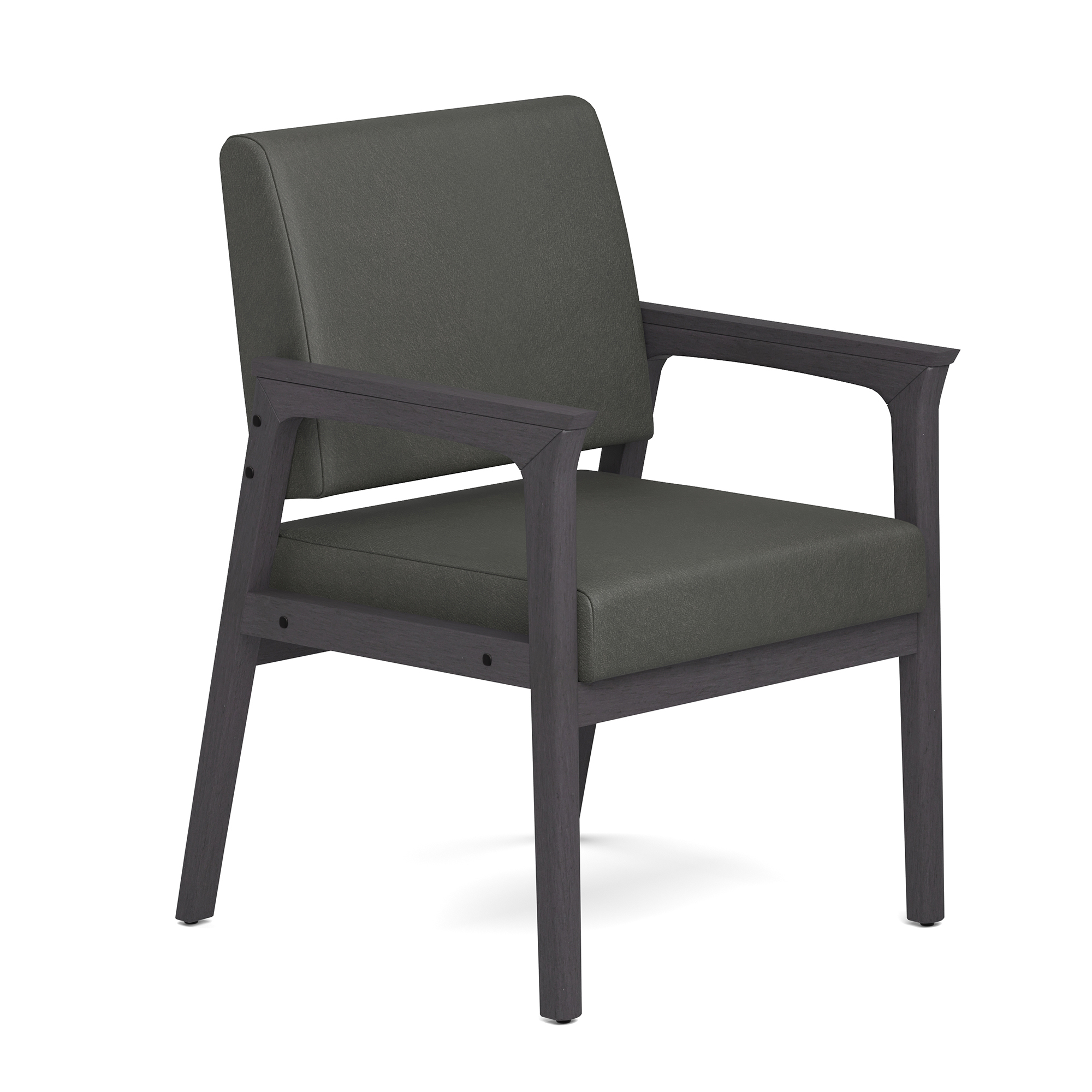 OfficeSource Aiden Single Seat with Full Arm - Smoke PU Leather - Coastal Gray