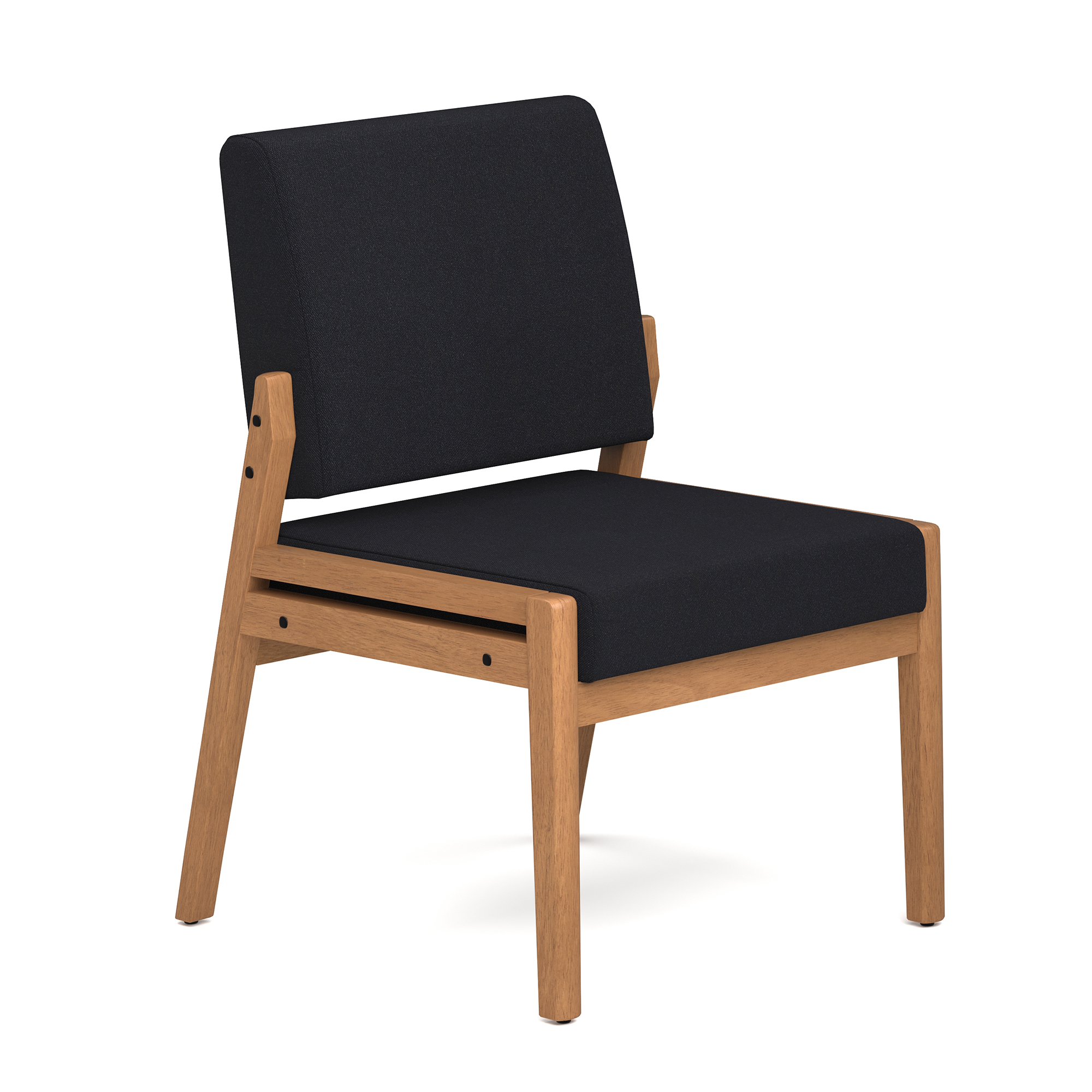 OfficeSource Aiden Single Seat with Half Arm - Black Fabric - Natural