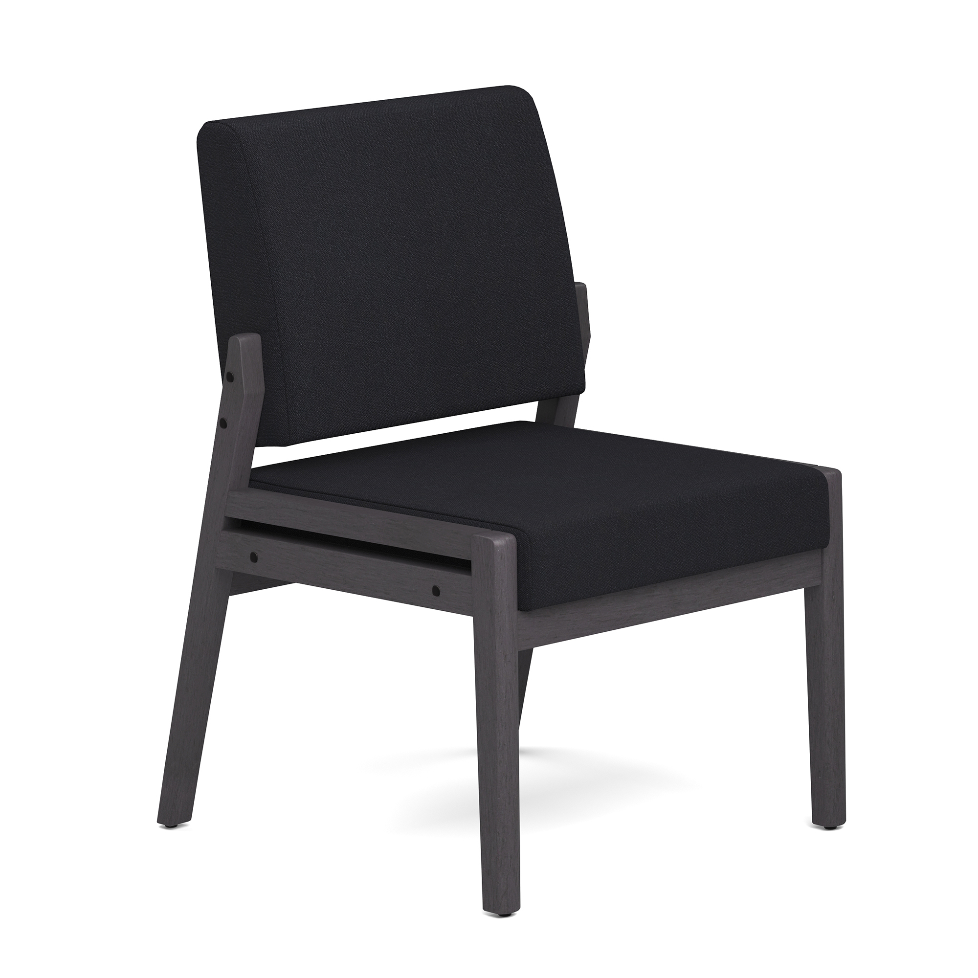 OfficeSource Aiden Single Seat with Half Arm - Black Fabric - Coastal Gray
