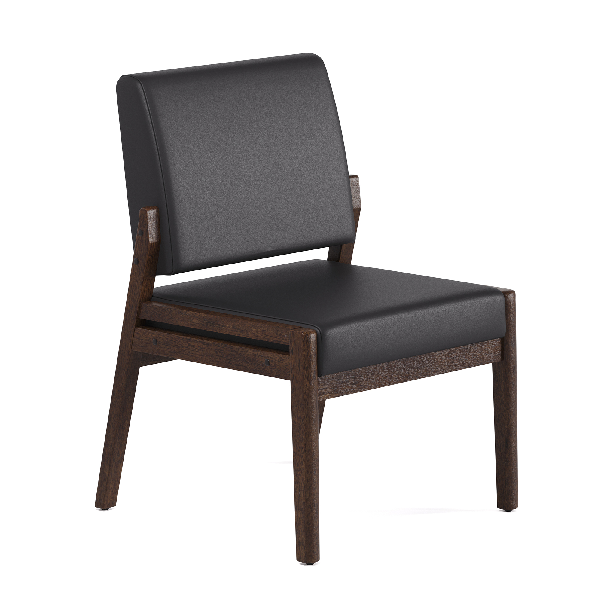 OfficeSource Aiden Single Seat with Half Arm - Black PU Leather - Mocha