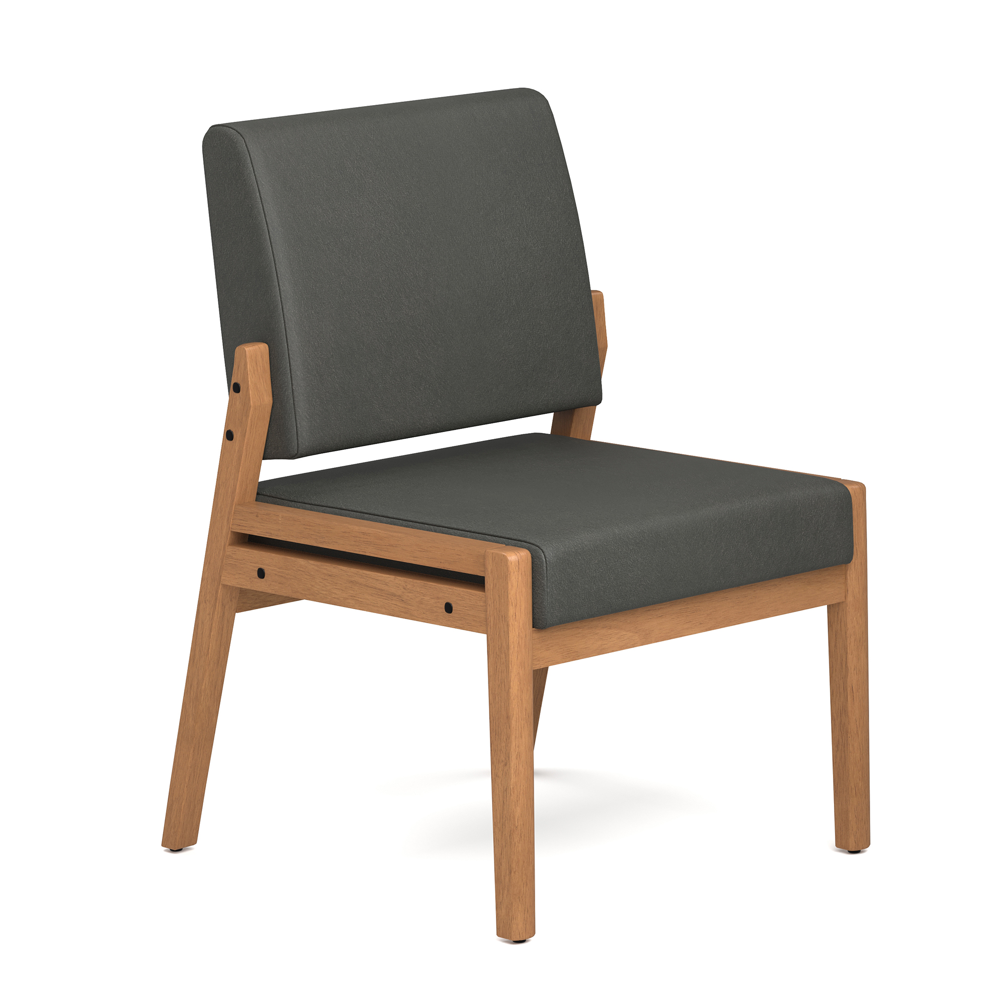 OfficeSource Aiden Single Seat with Half Arm - Smoke PU Leather - Natural