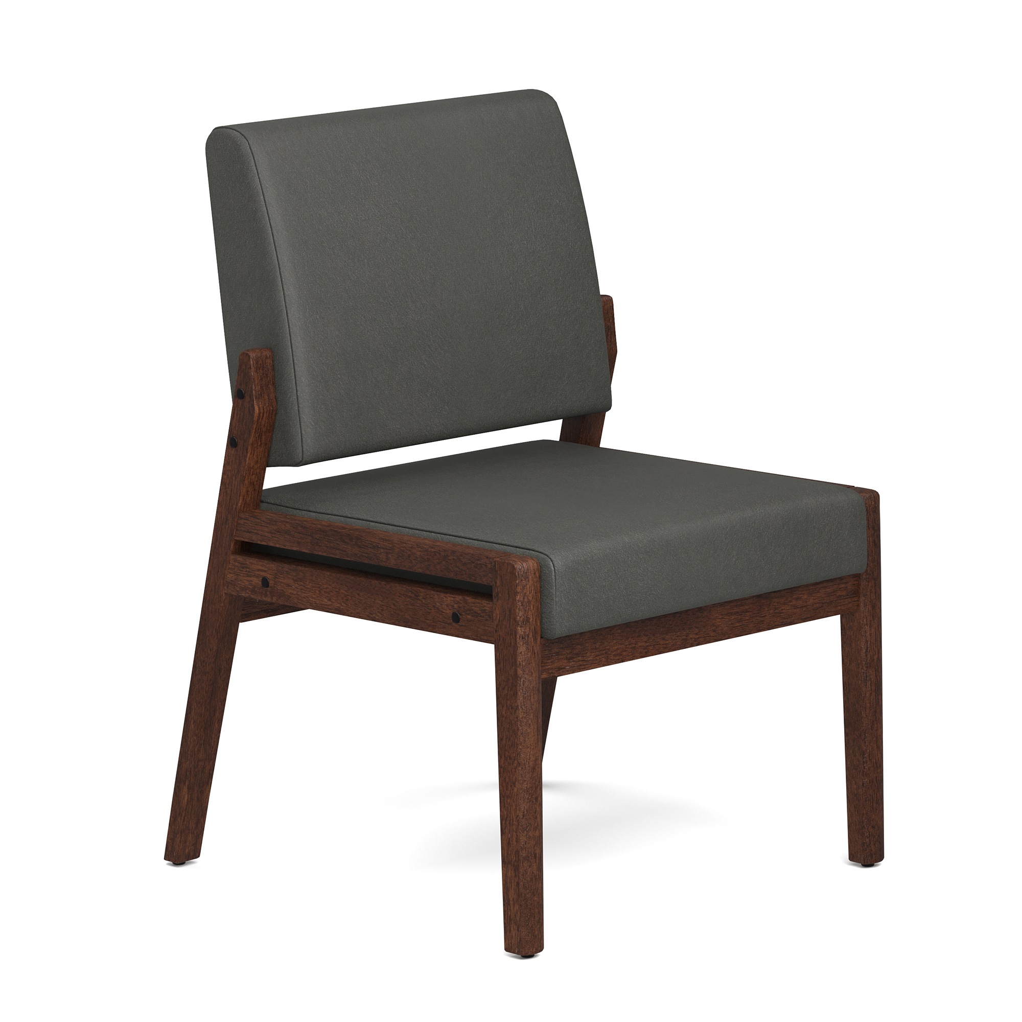 OfficeSource Aiden Single Seat with Half Arm - Smoke PU Leather - Mocha
