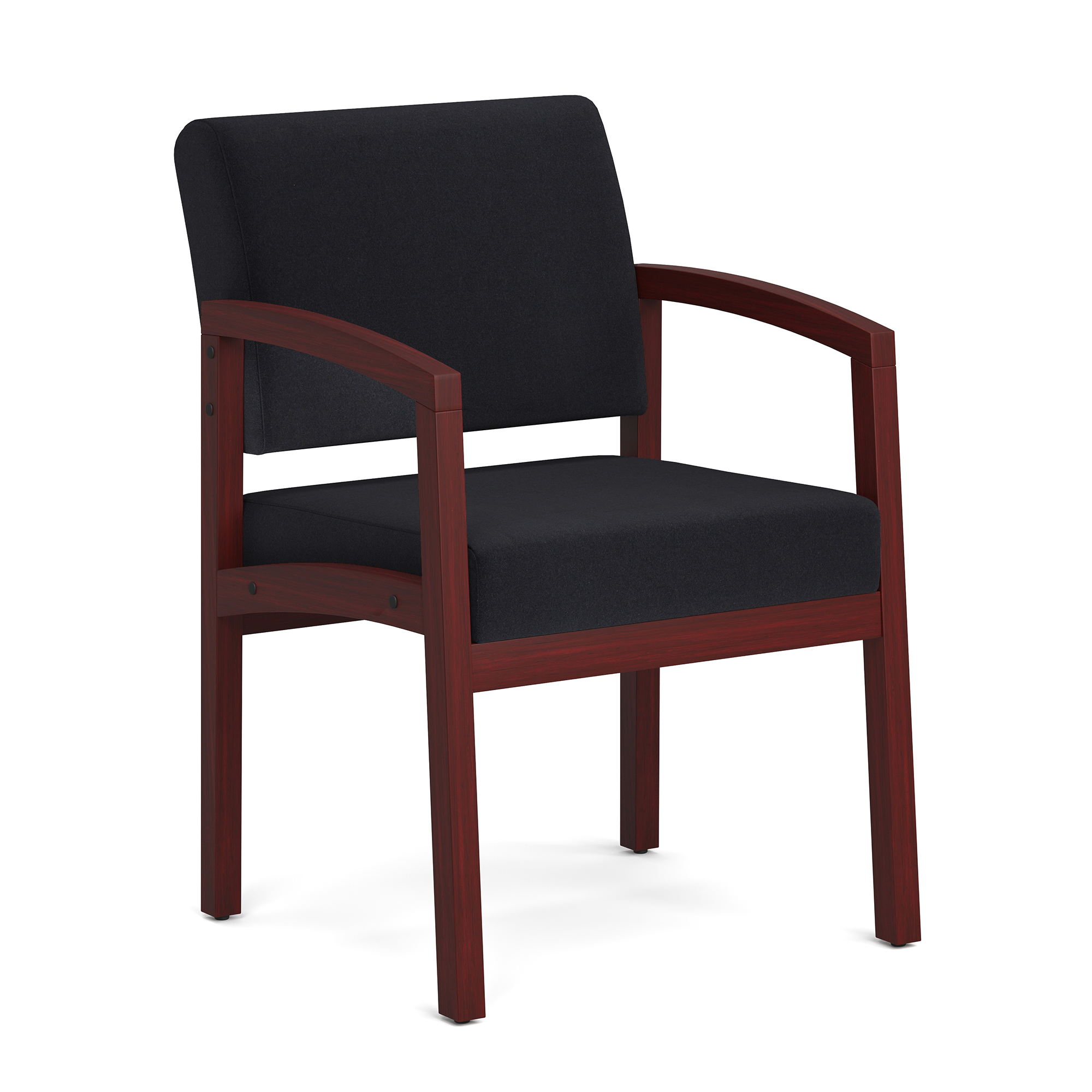 Baker Single Seat with Full Arm - Black Fabric - Mahogany