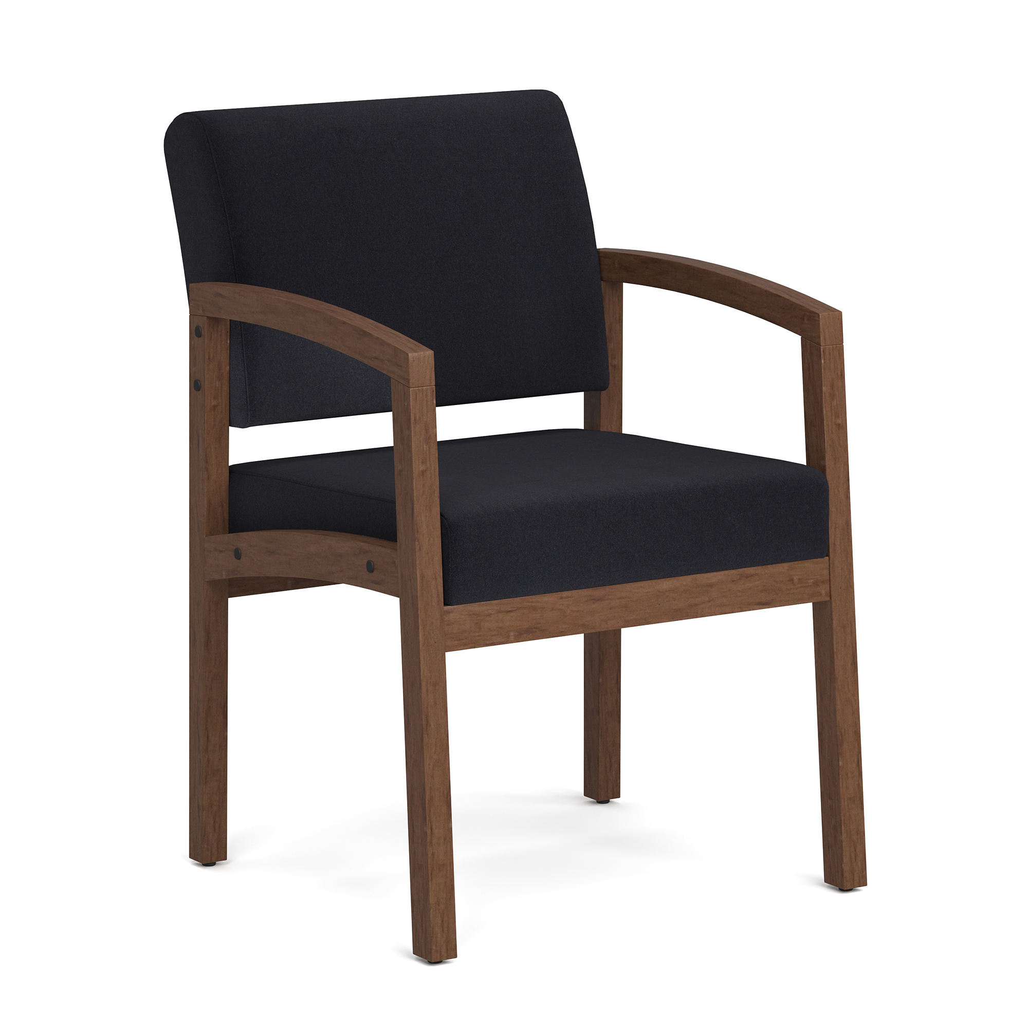 Baker Single Seat with Full Arm - Black Fabric - Modern Walnut