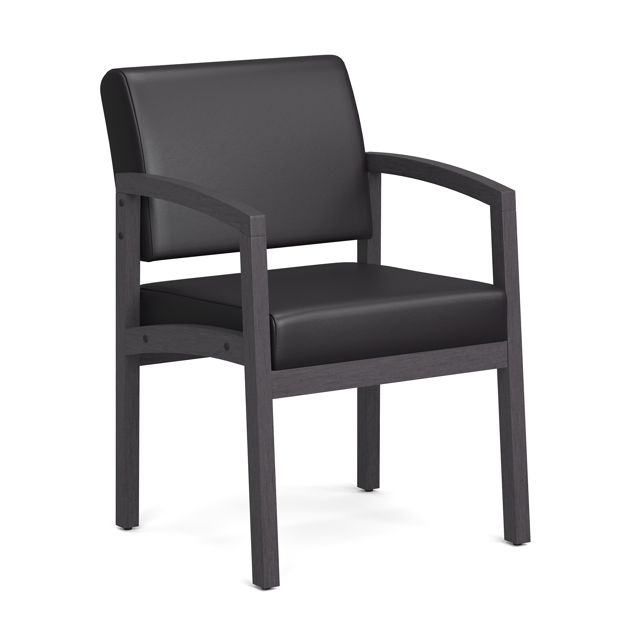Baker Single Seat with Full Arm - Black PU Leather - Coastal Gray