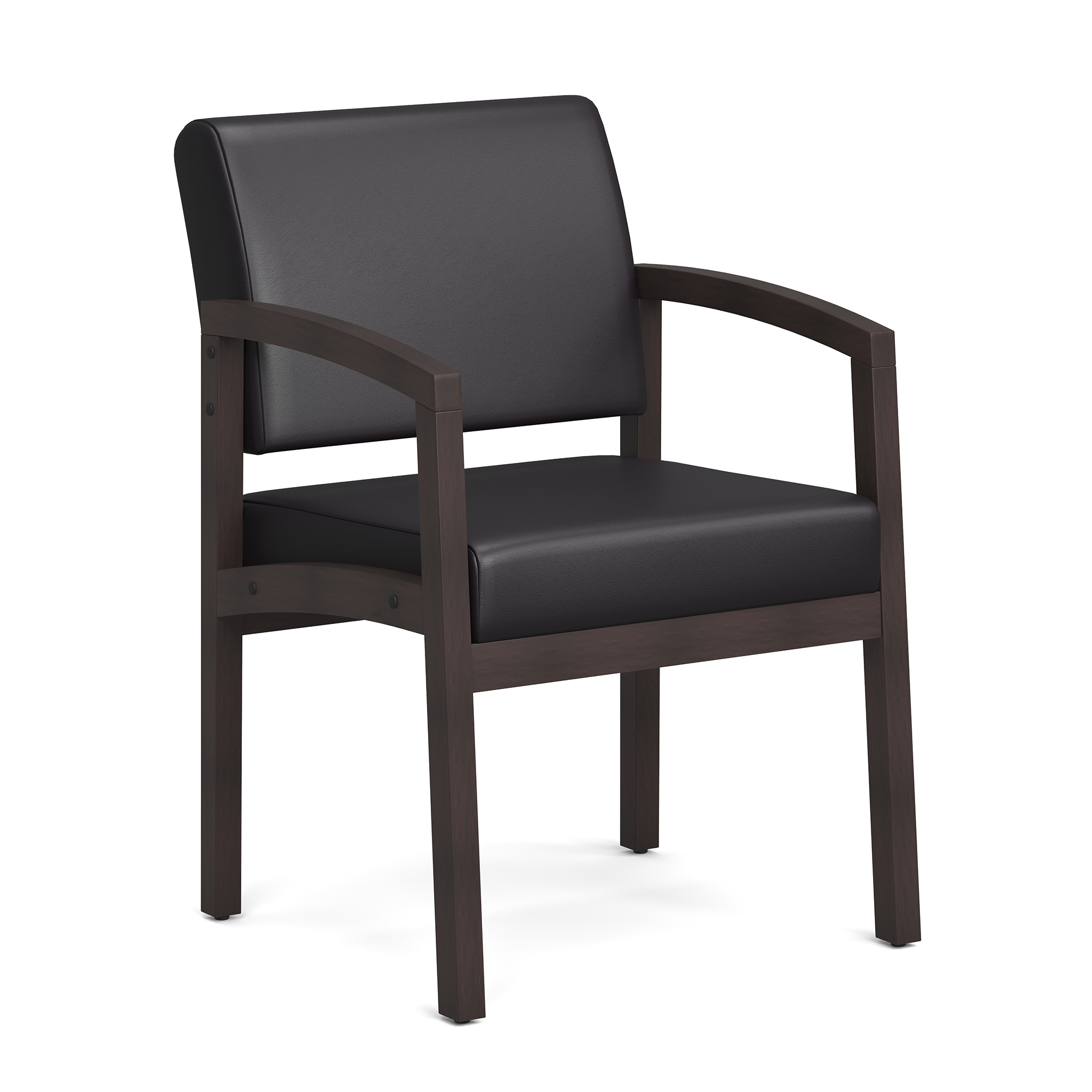 Baker Single Seat with Full Arm - Black PU Leather - Espresso