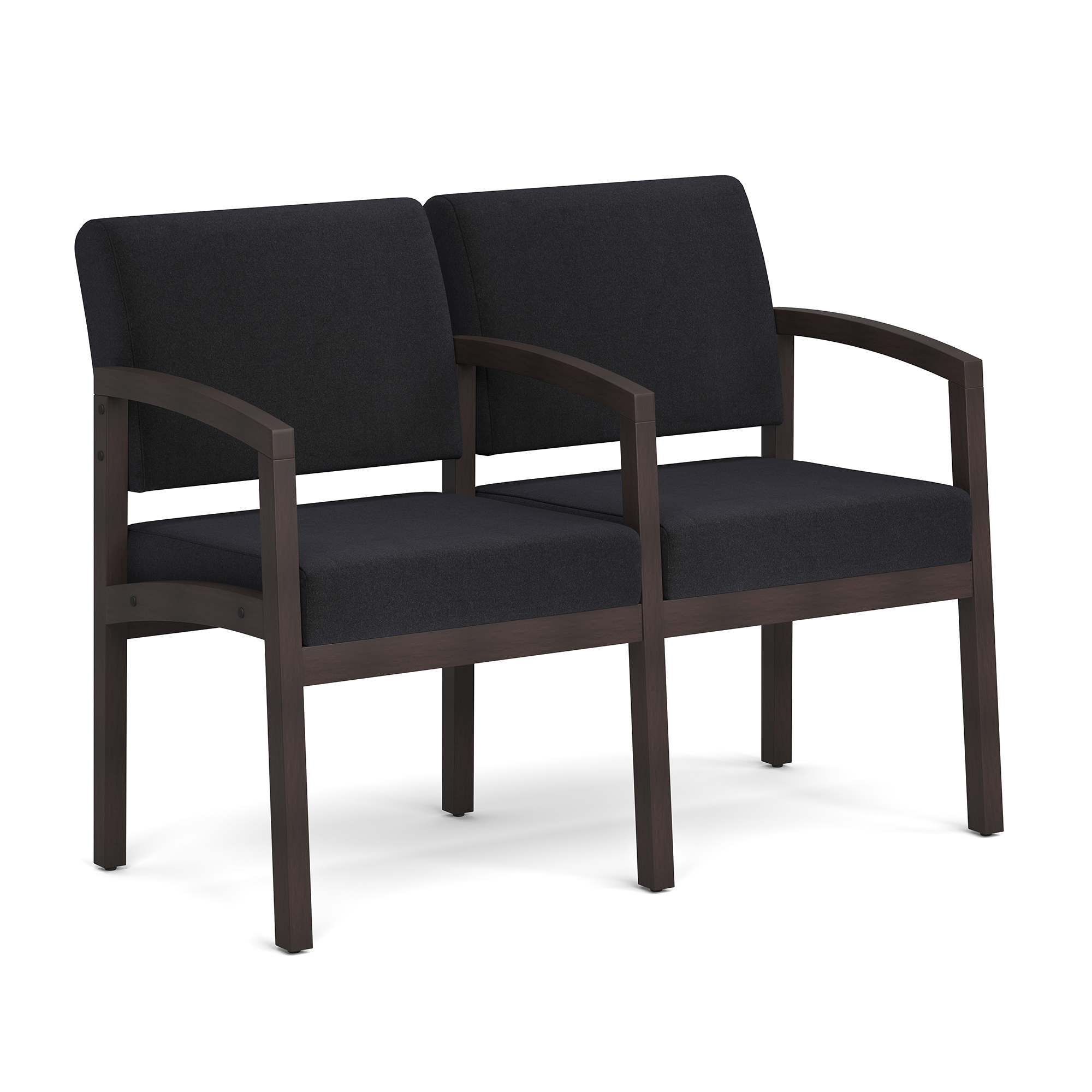 Baker 2-Seater with Full Arm - Black Fabric - Espresso