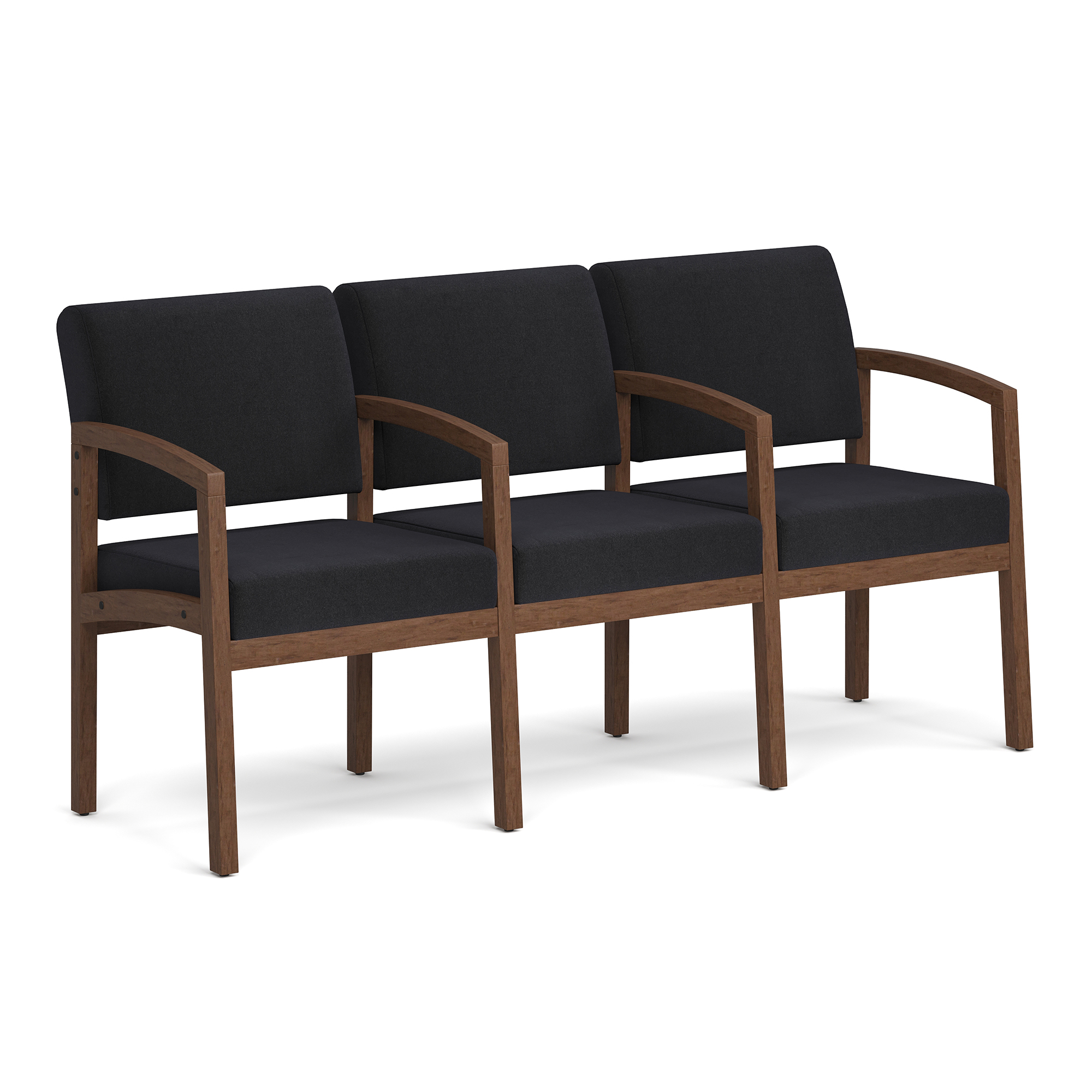 Baker 3-Seater with Full Arm - Black Fabric - Modern Walnut