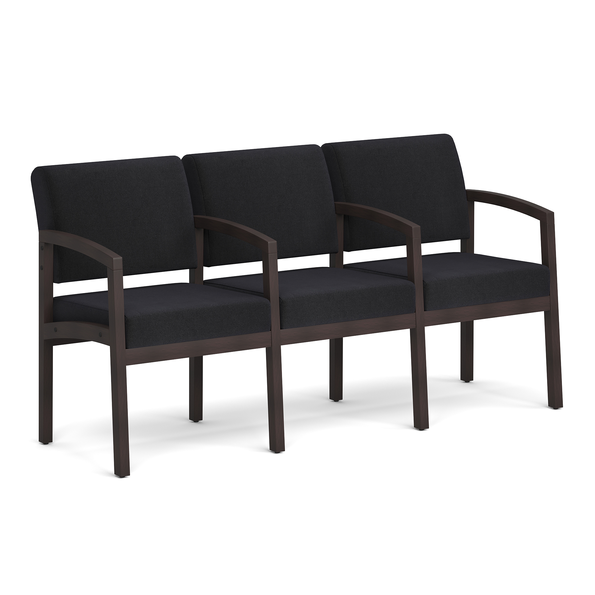 Baker 3-Seater with Full Arm - Black Fabric - Espresso