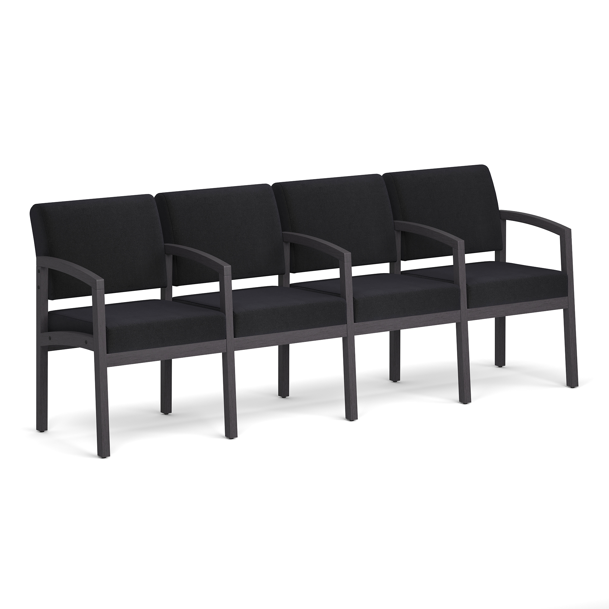 Baker 4-Seater with Full Arm - Black Fabric - Coastal Gray