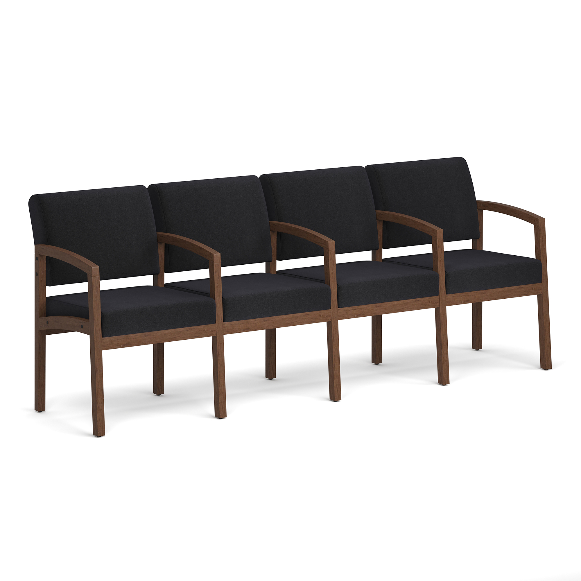 Baker 4-Seater with Full Arm - Black Fabric - Modern Walnut