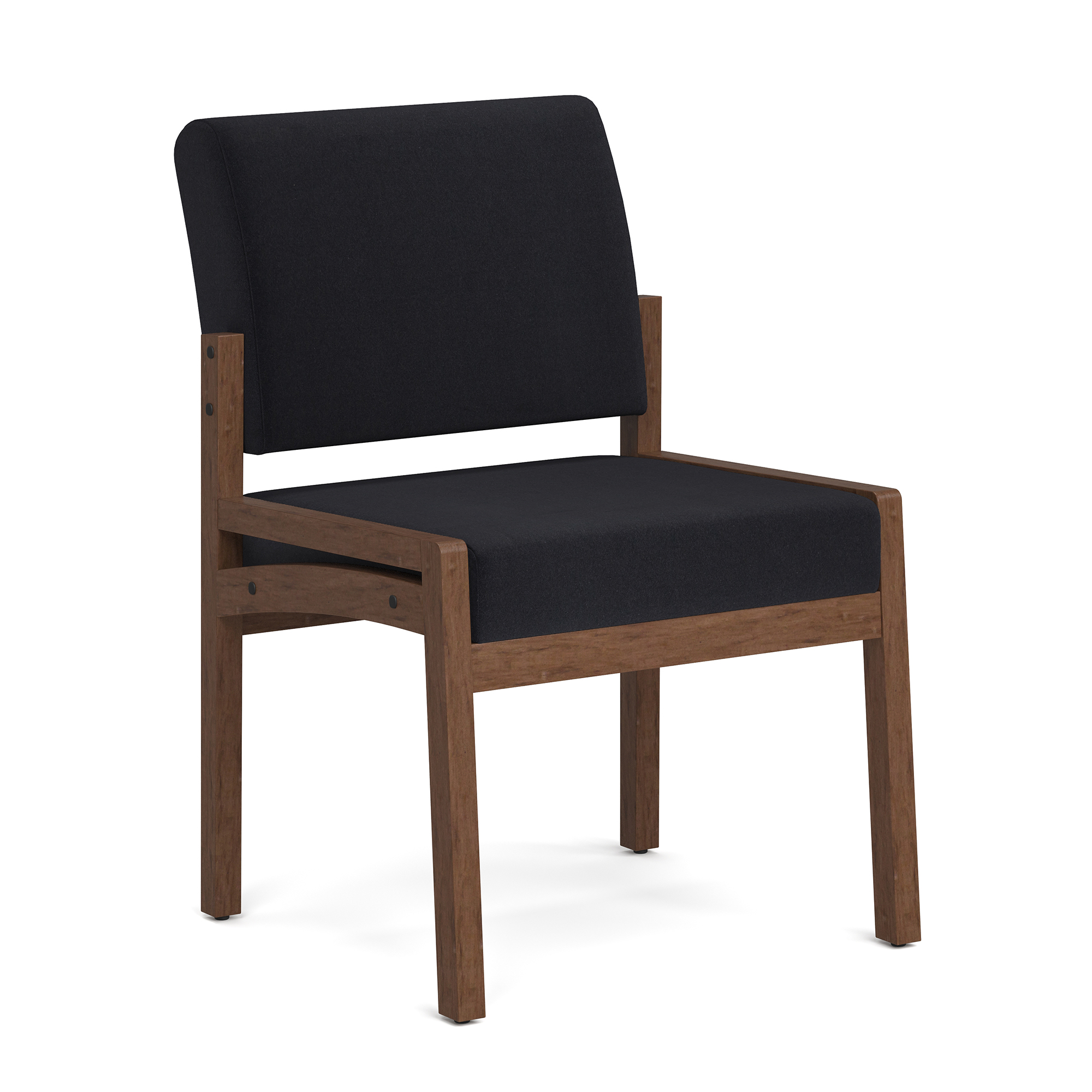 Baker Single Seat with Half Arm - Black Fabric - Modern Walnut