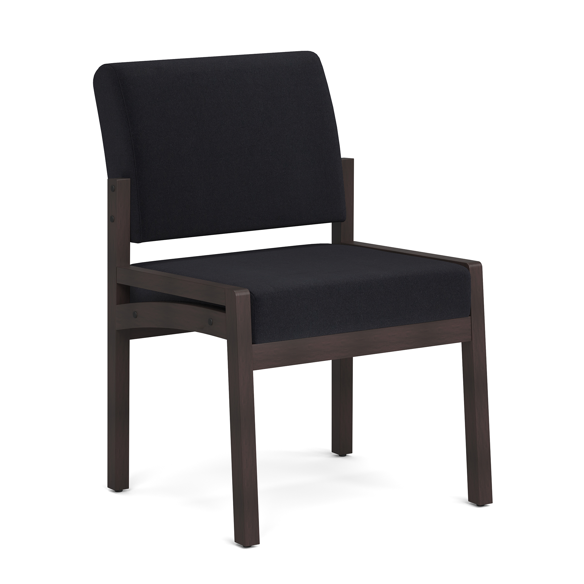 Baker Single Seat with Half Arm - Black Fabric - Espresso