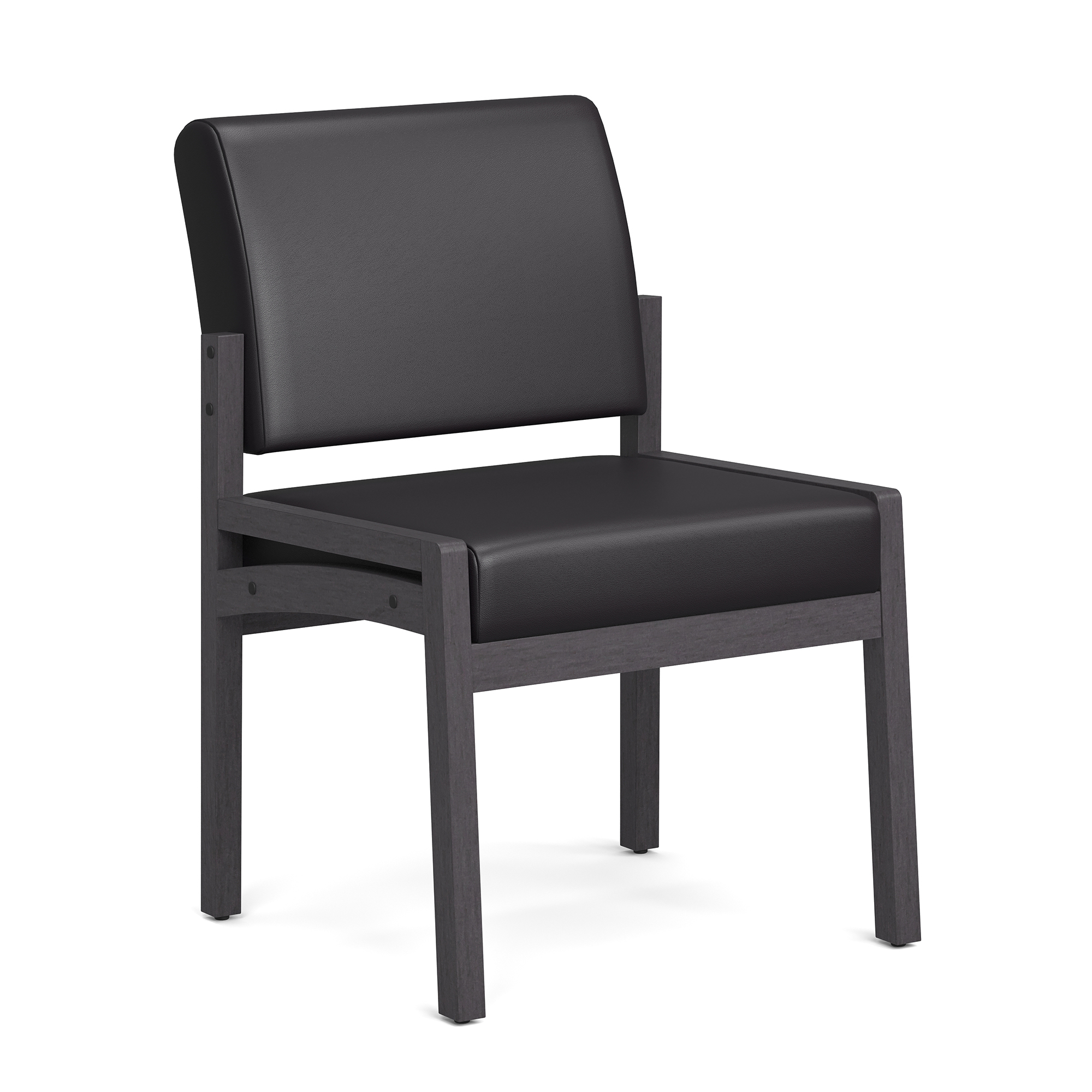 Baker Single Seat with Half Arm - Black PU Leather - Coastal Gray