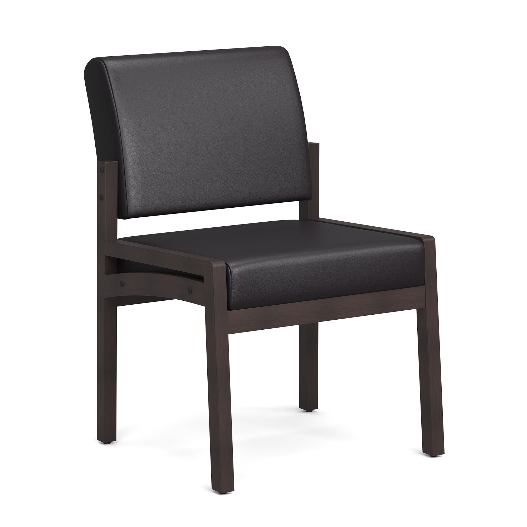 Baker Single Seat with Half Arm - Black PU Leather - Espresso