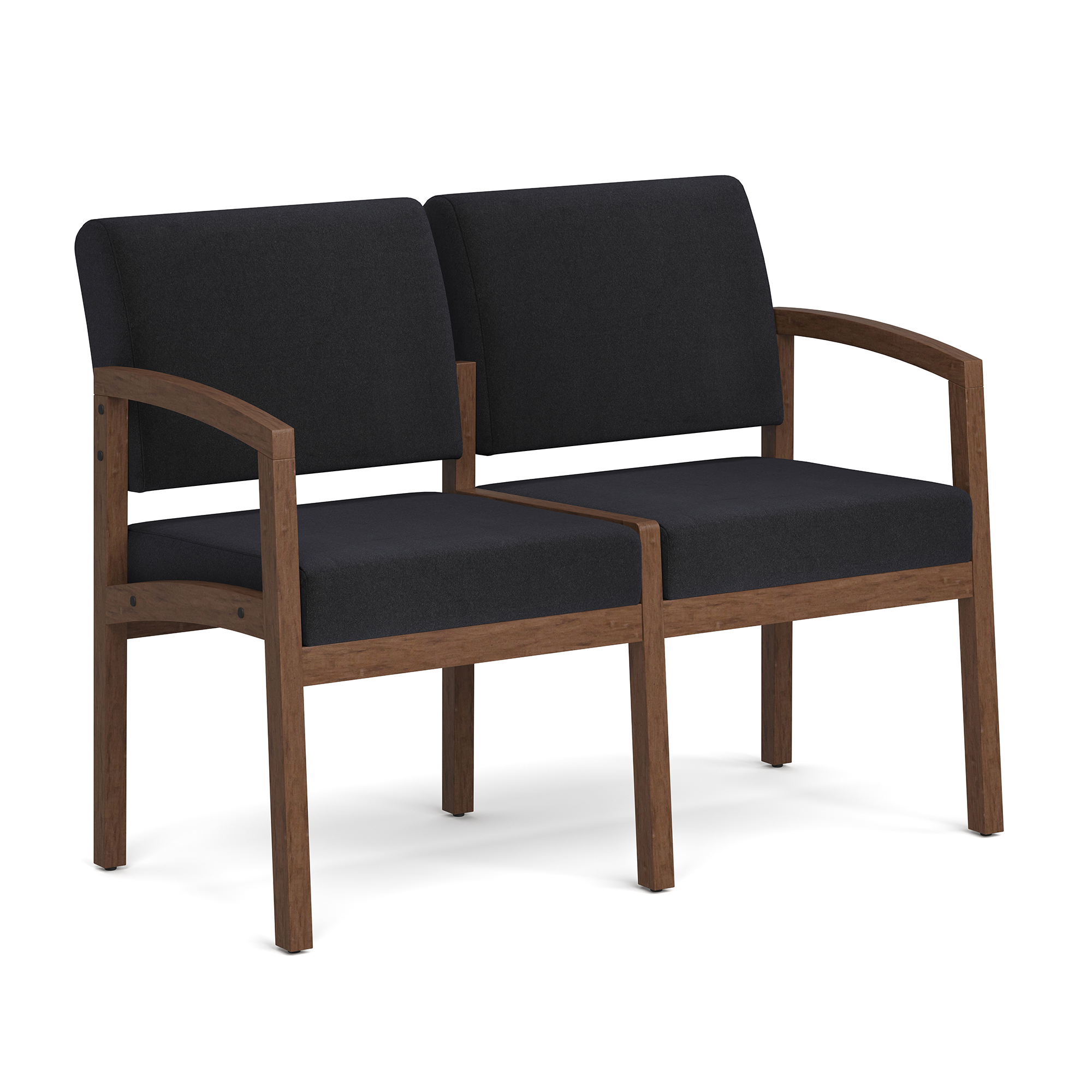 Baker 2-Seater with Half Arm - Black Fabric - Modern Walnut