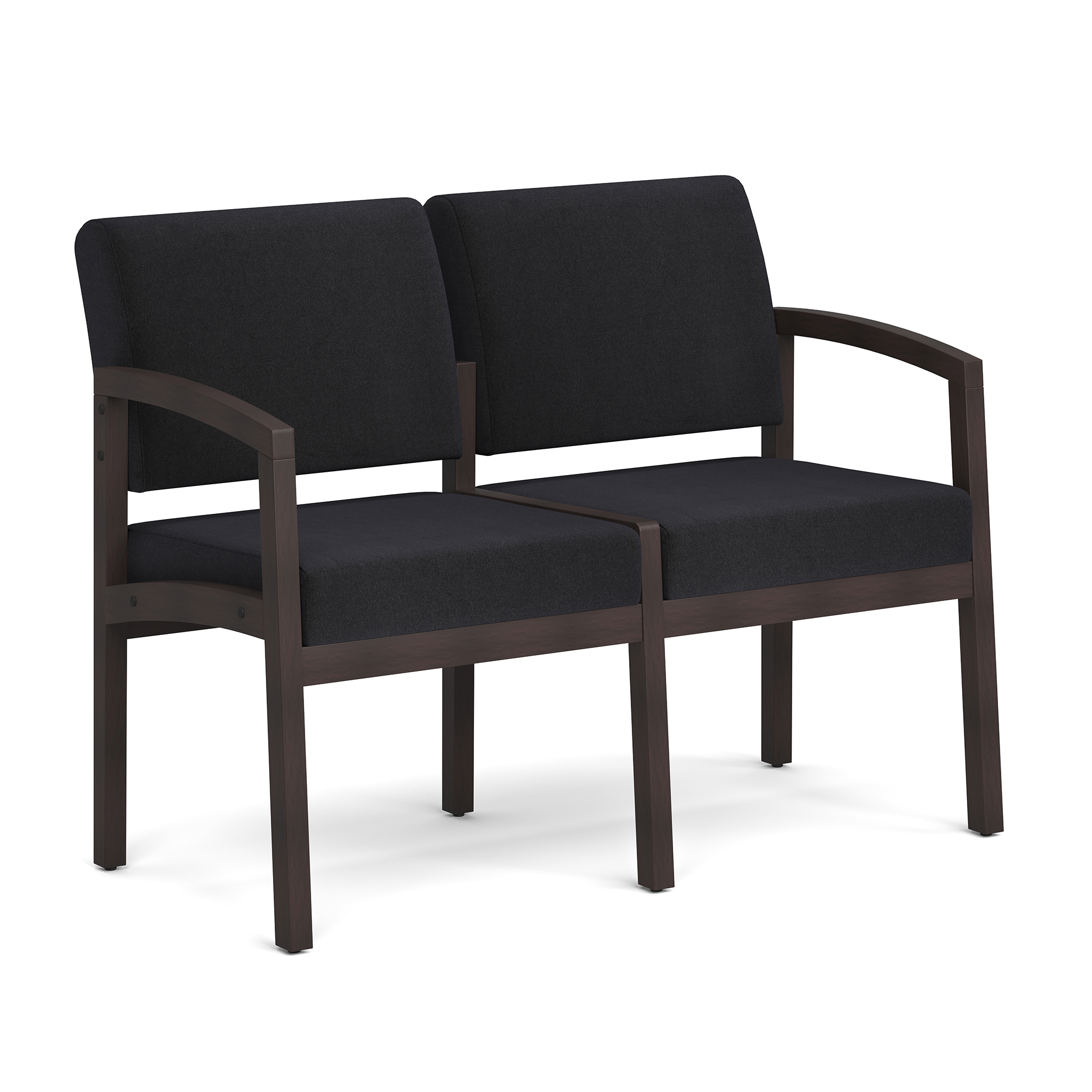 Baker 2-Seater with Half Arm - Black Fabric - Espresso