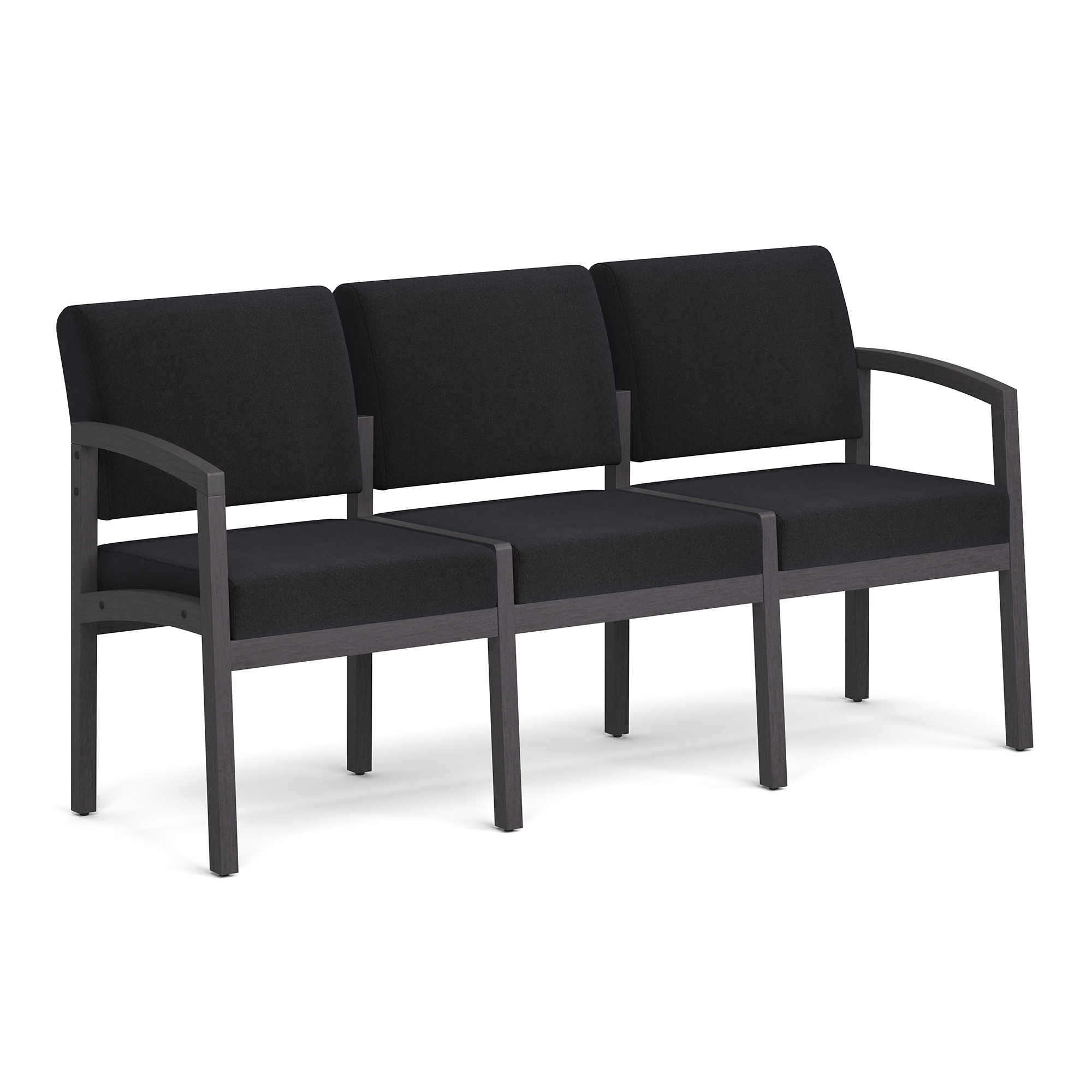 Baker 3-Seater with Half Arm - Black Fabric - Coastal Gray